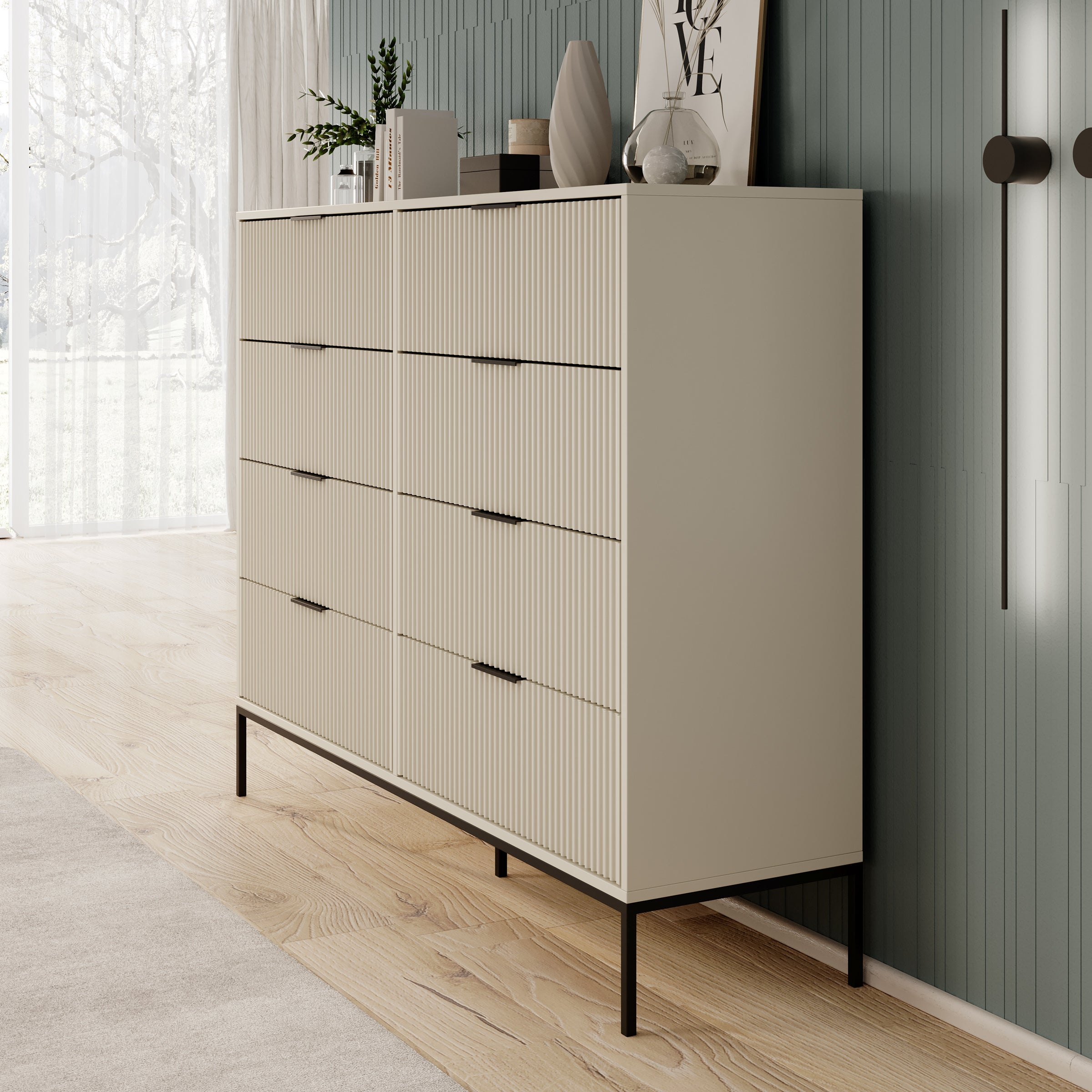 Delaware - Ladekast 8 lades - Beige - 150x92x40 cm