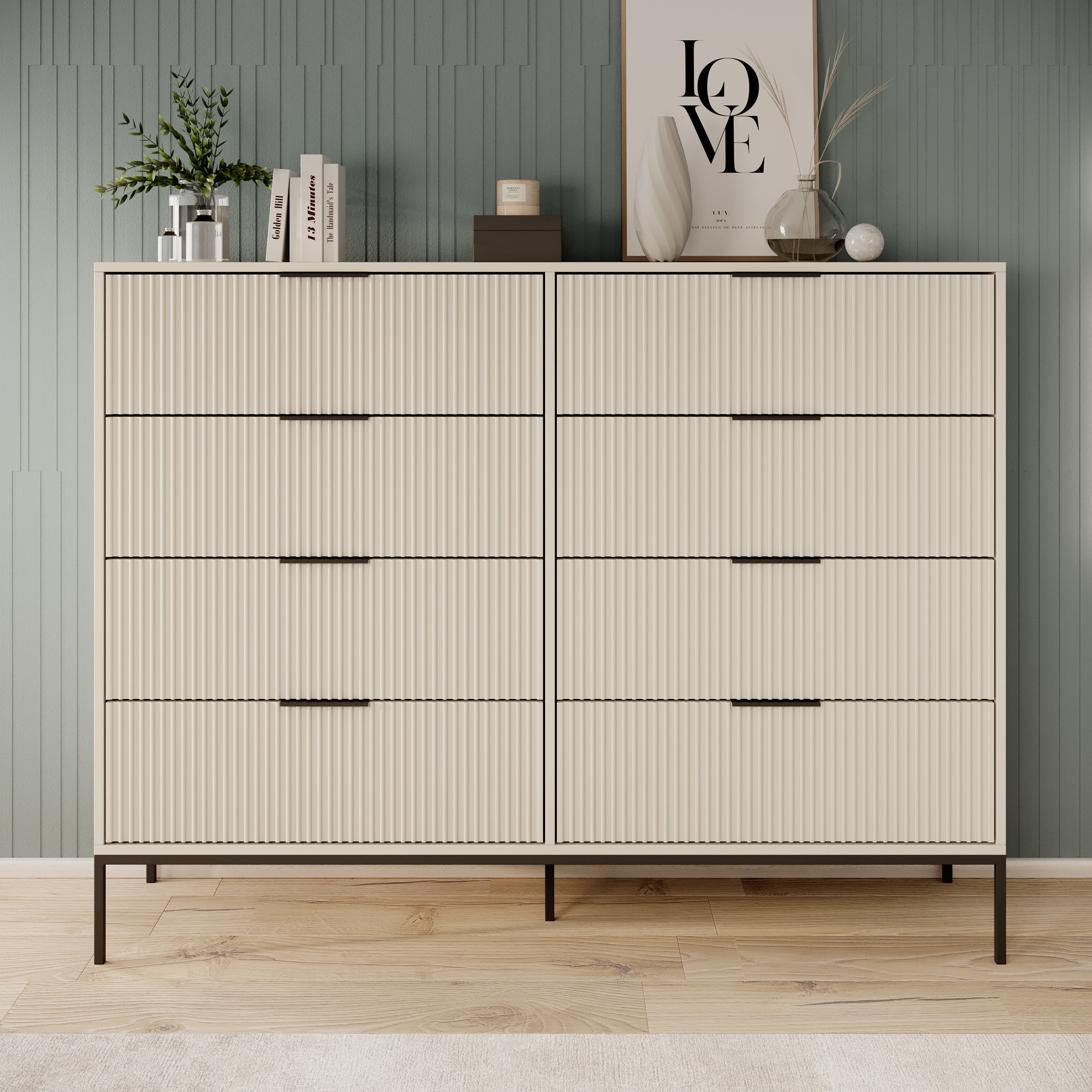 Delaware - Ladekast 8 lades - Beige - 150x92x40 cm