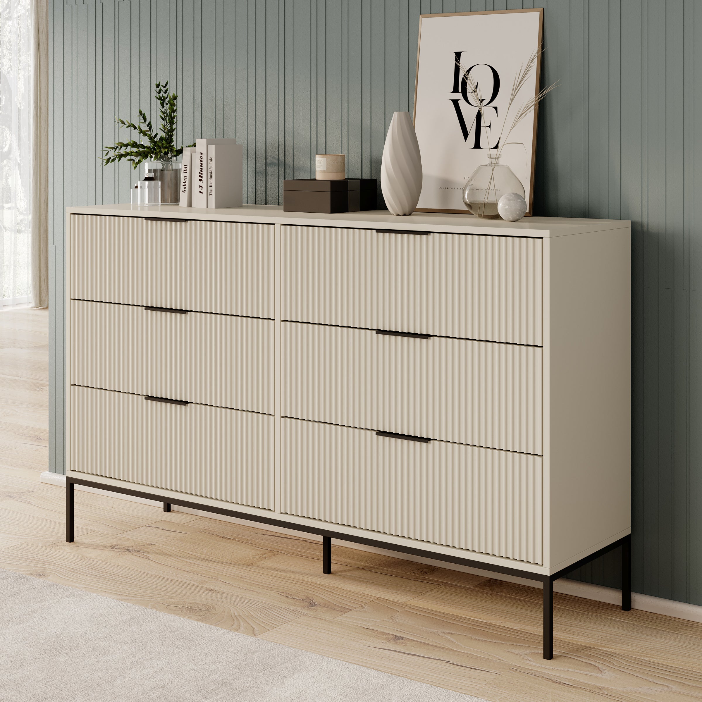 Delaware - Ladekast met 6 lades - Beige - 150x115x40 cm