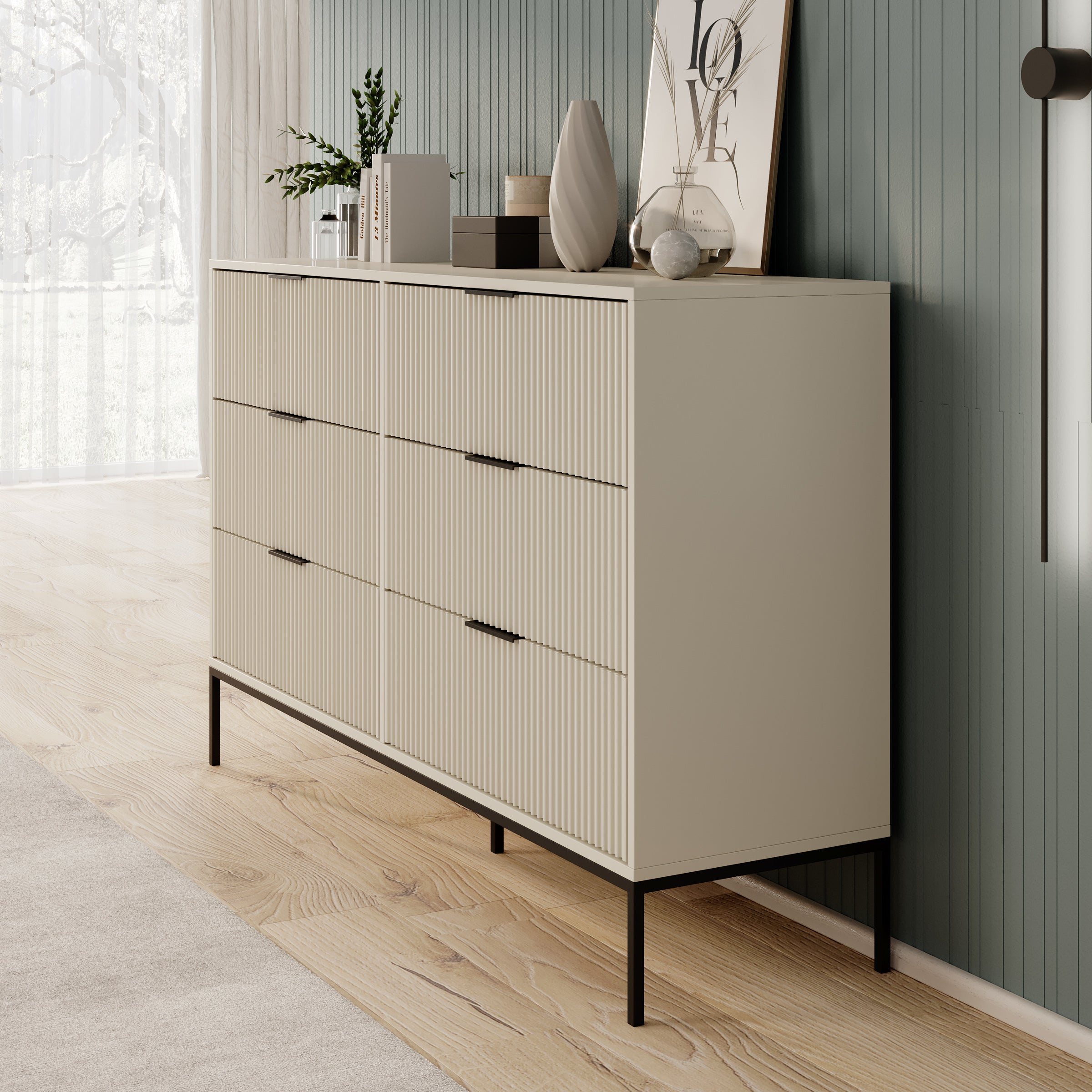 Delaware - Ladekast met 6 lades - Beige - 150x115x40 cm