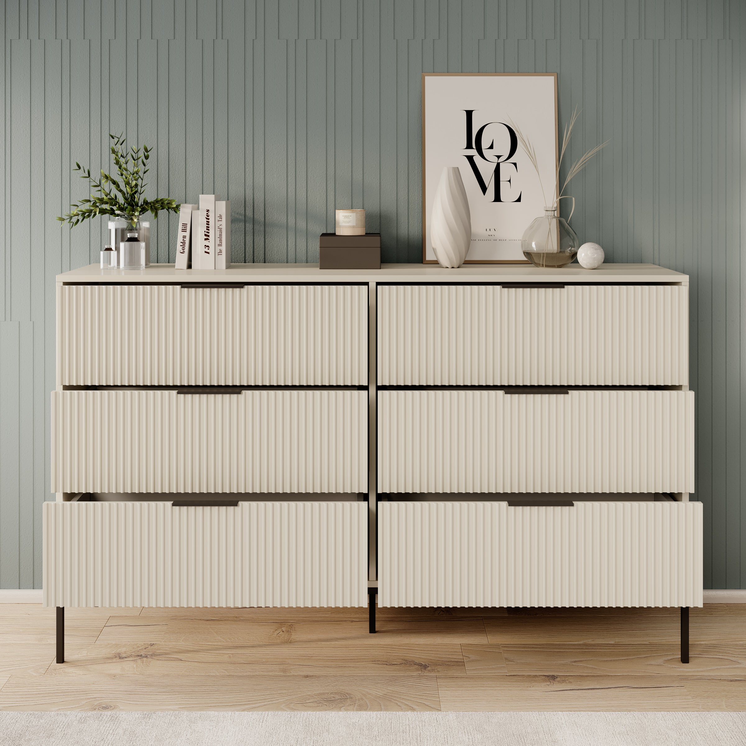 Delaware - Ladekast met 6 lades - Beige - 150x115x40 cm