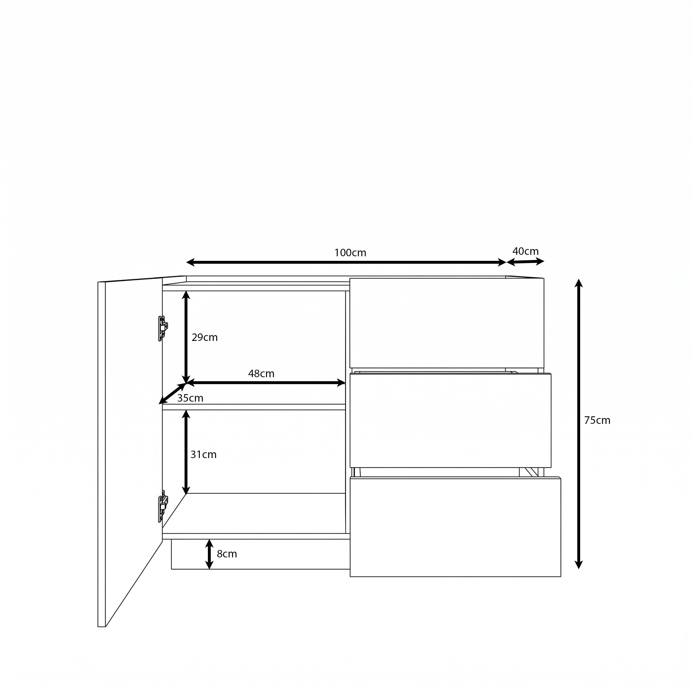 Delven - Dressoir - Walnootpatroon - 100x40x75 cm