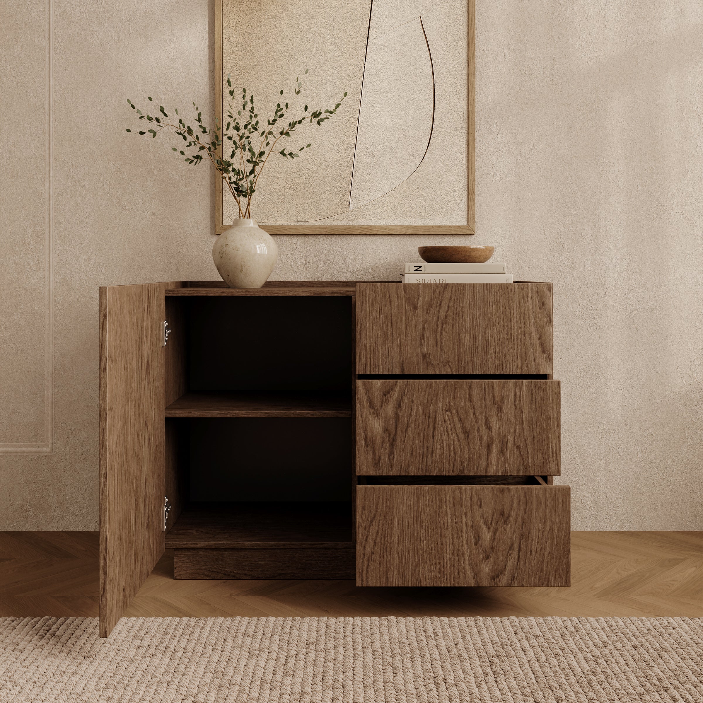 Delven - Dressoir - Walnootpatroon - 100x40x75 cm