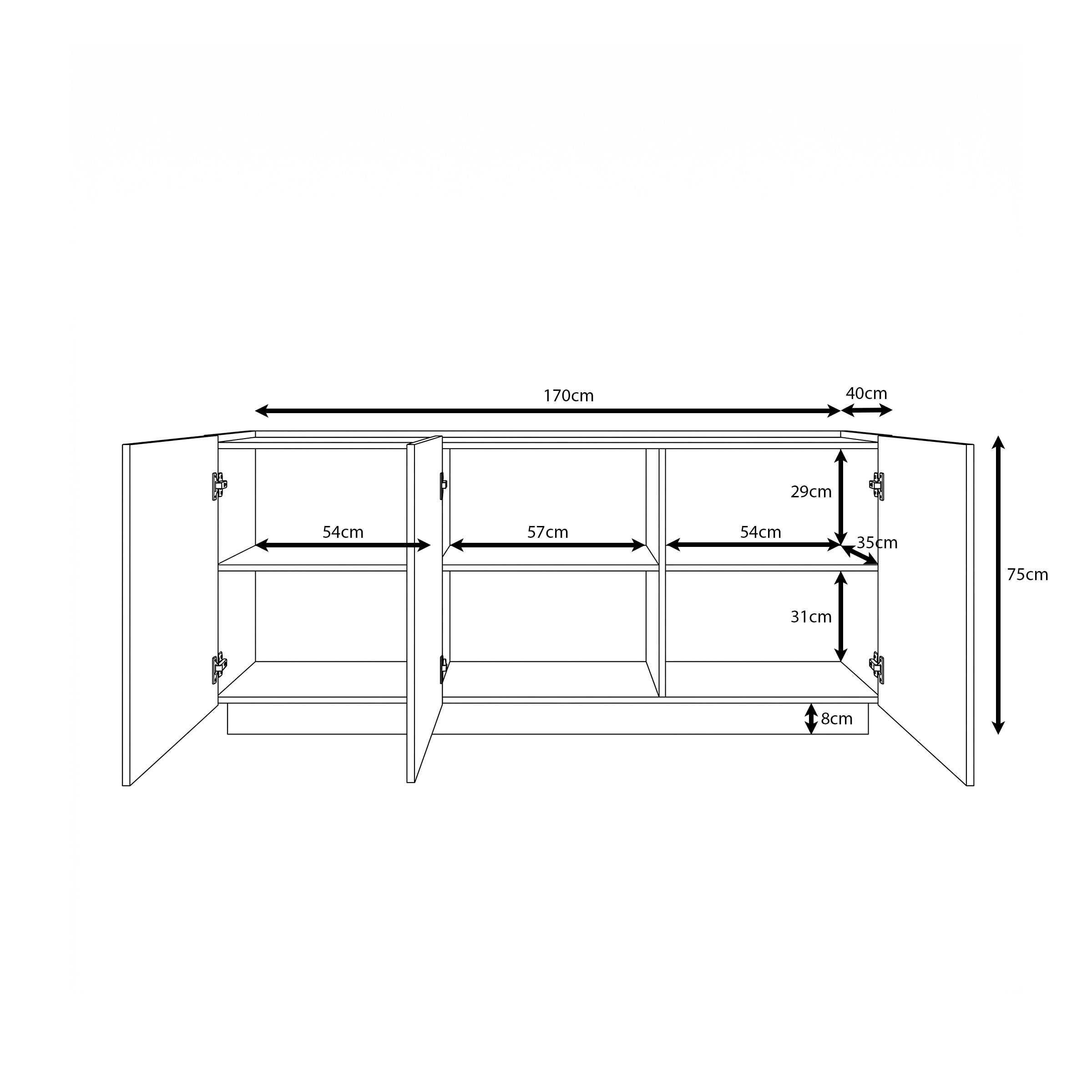 Delven - Dressoir - Walnootpatroon - 170x40x75 cm
