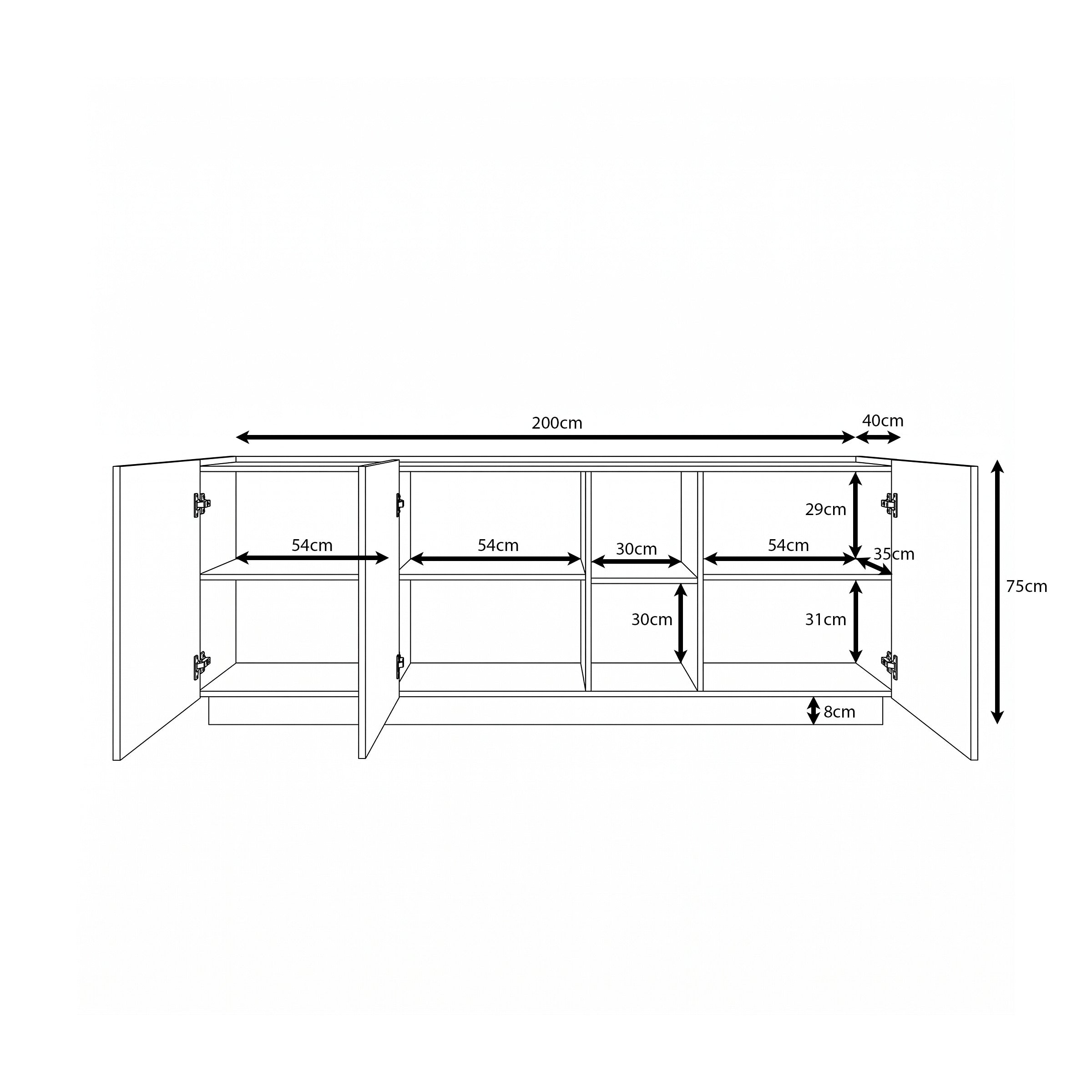 Delven - Dressoir - Walnootpatroon - 200x40x75 cm