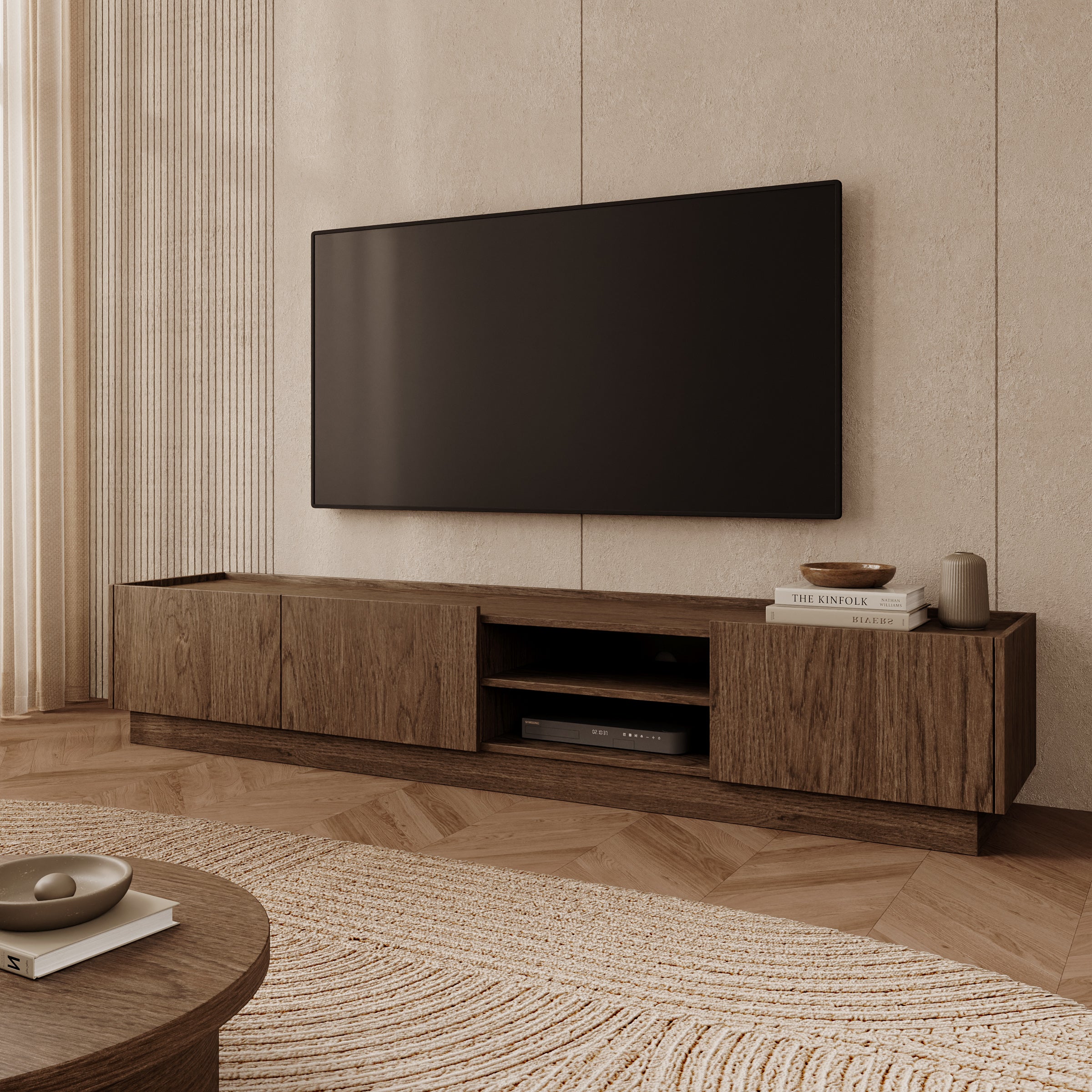Delven - TV-Meubel - Walnootpatroon - 200x40x37 cm