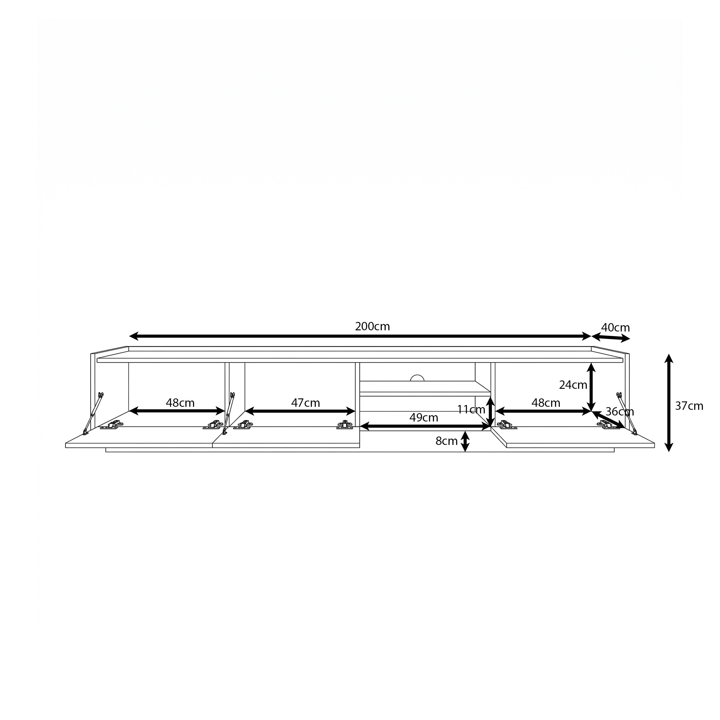 Delven - TV-Meubel - Walnootpatroon - 200x40x37 cm