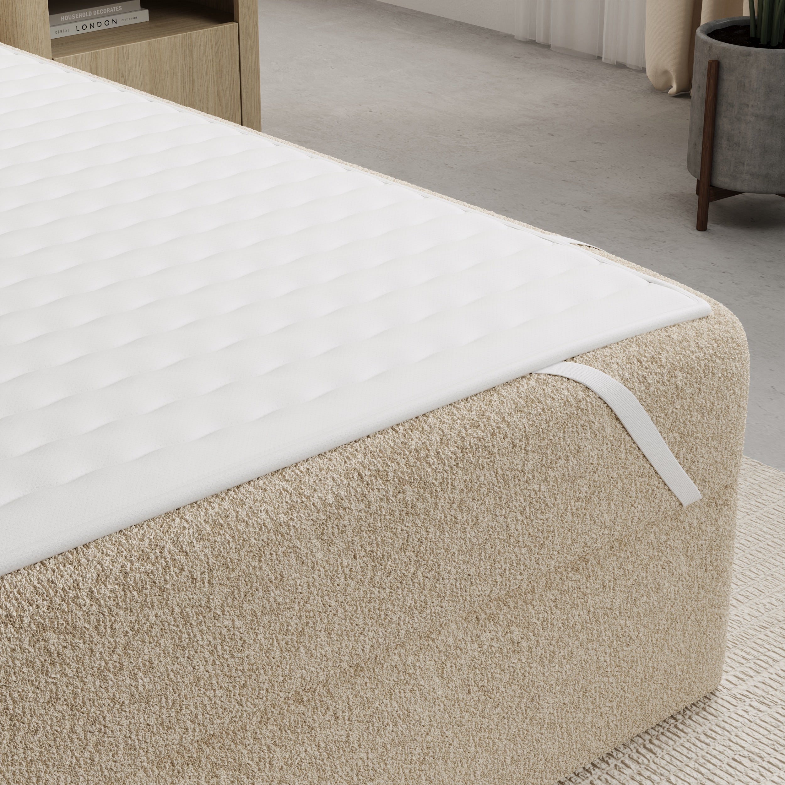 Bastide - Boxspring - Teddystof beige - 160x200 cm