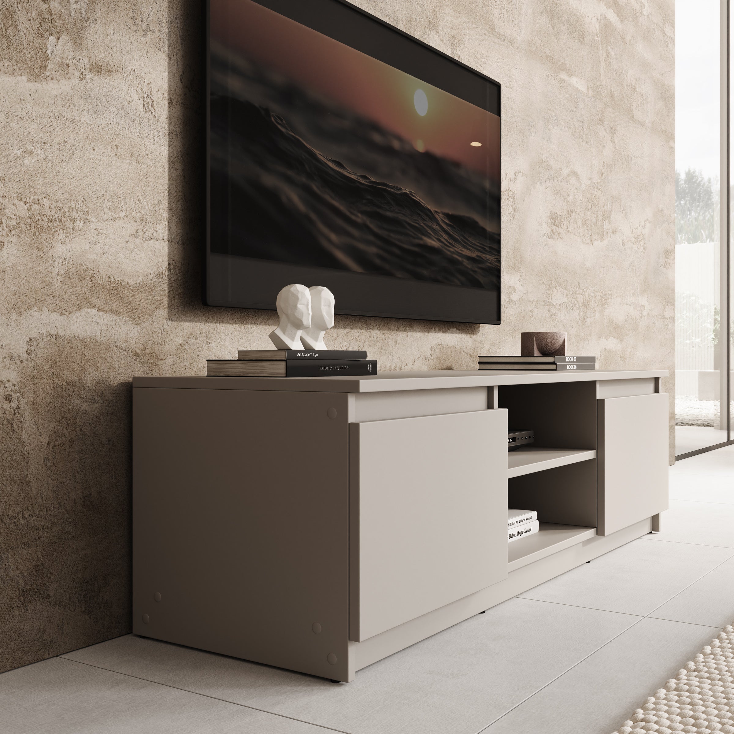 Diaz - TV-Meubel - Beige - 120x38x36 cm