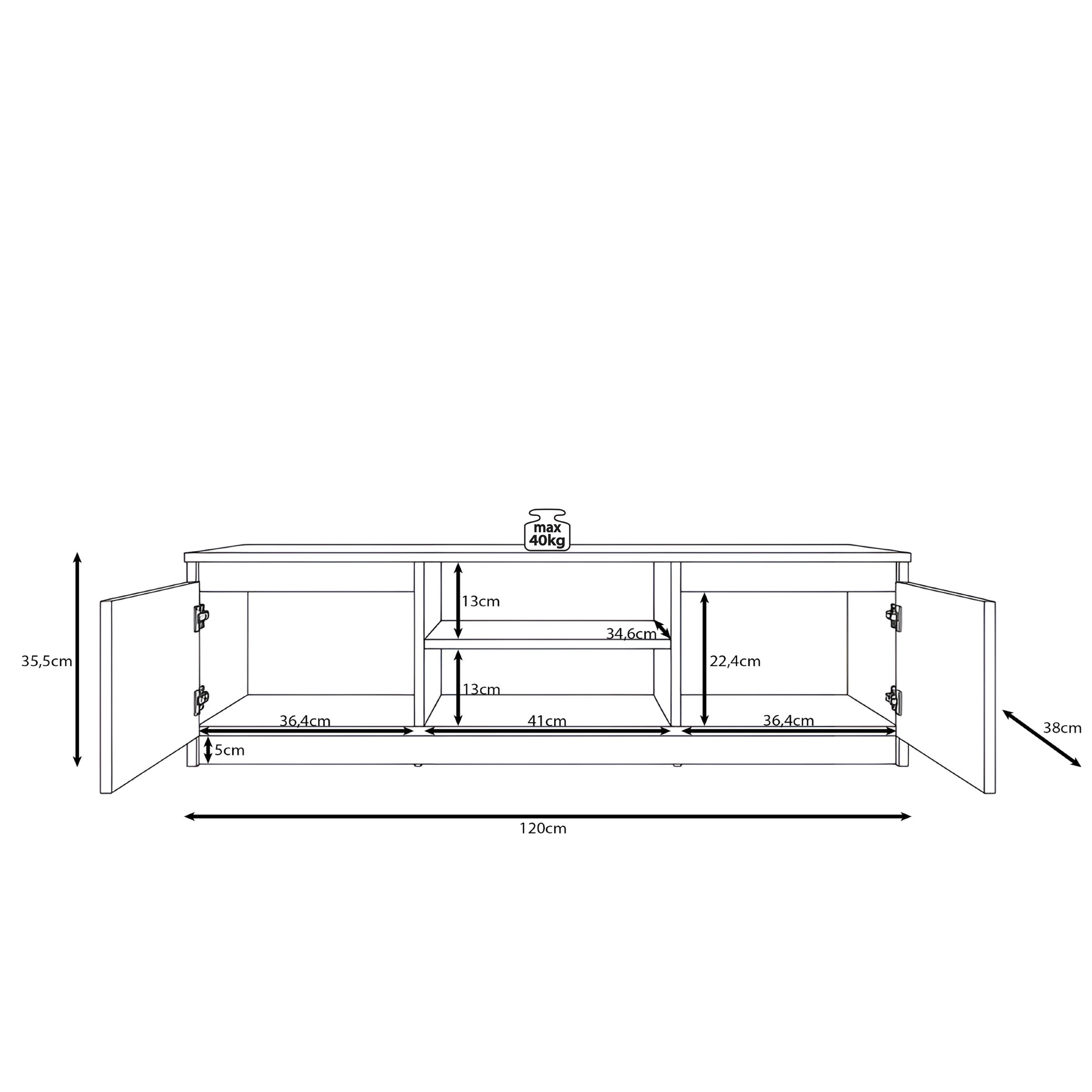 Diaz - TV-Meubel - Walnootpatroon - 120x38x36 cm