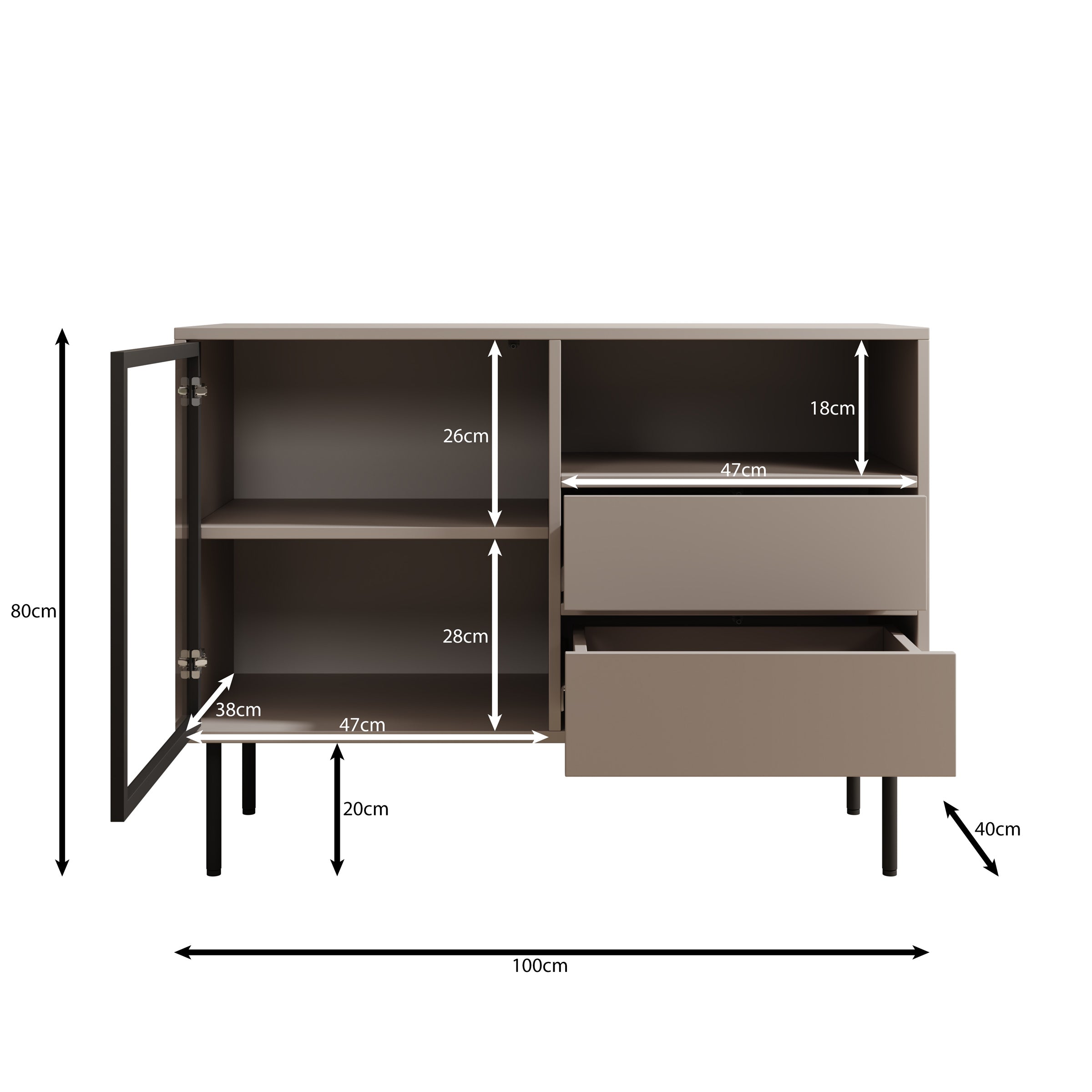 Dimora - Dressoir - Beige - 100x40x80 cm
