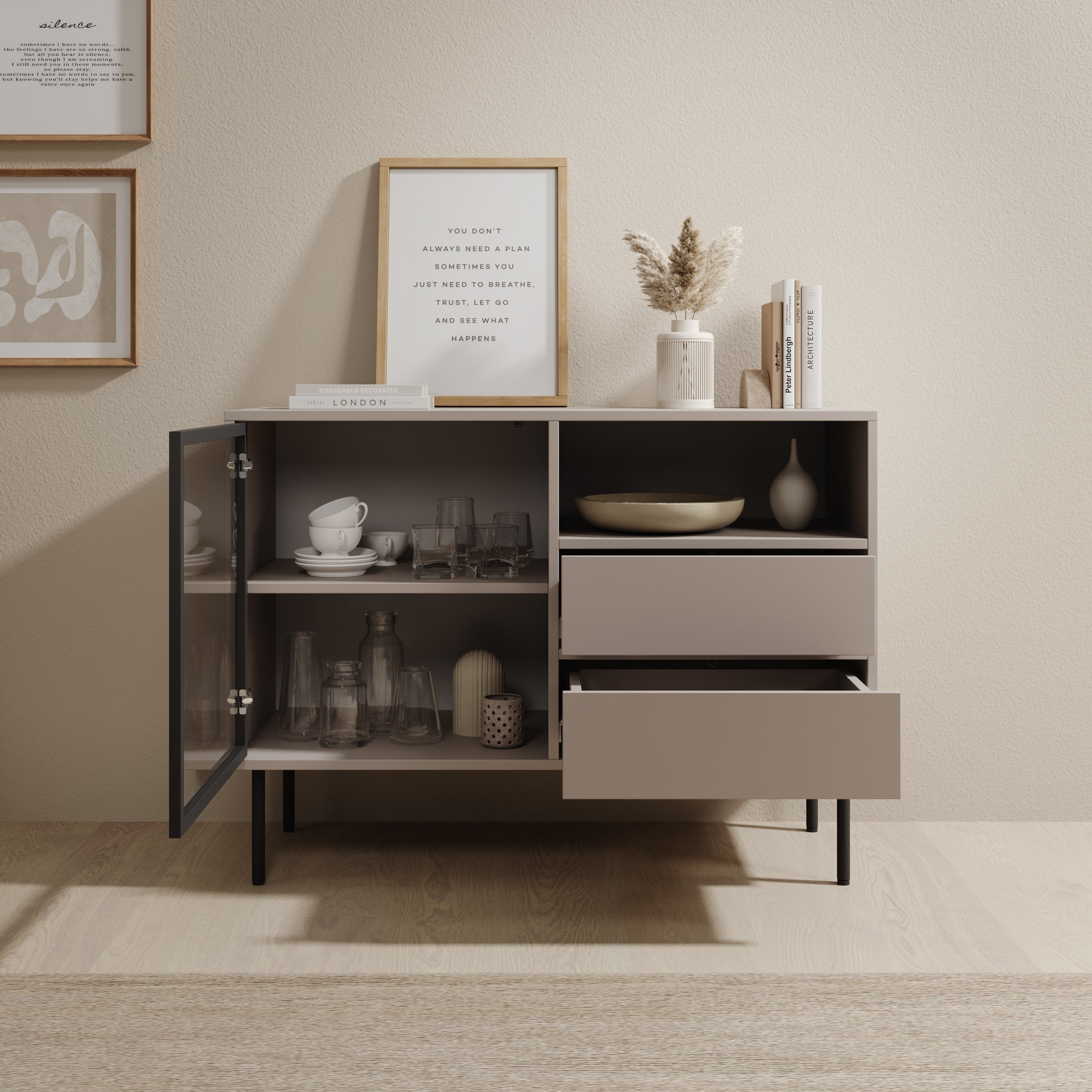 Dimora - Dressoir - Beige - 100x40x80 cm