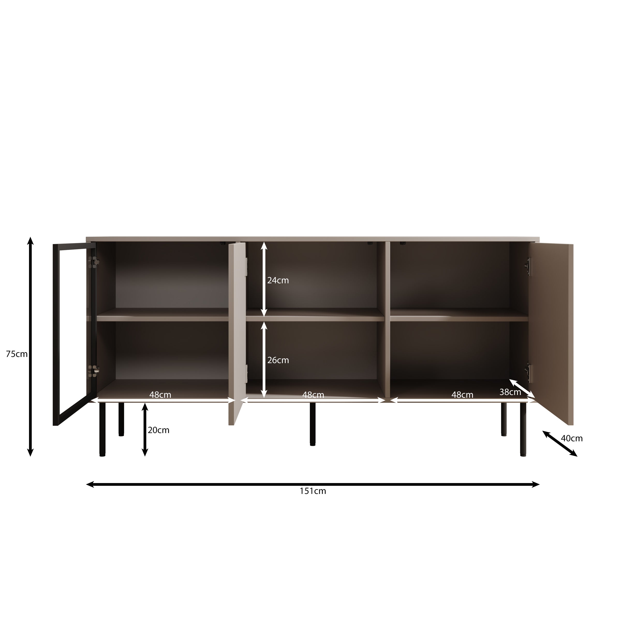 Dimora - Dressoir - Beige - 151x40x75 cm