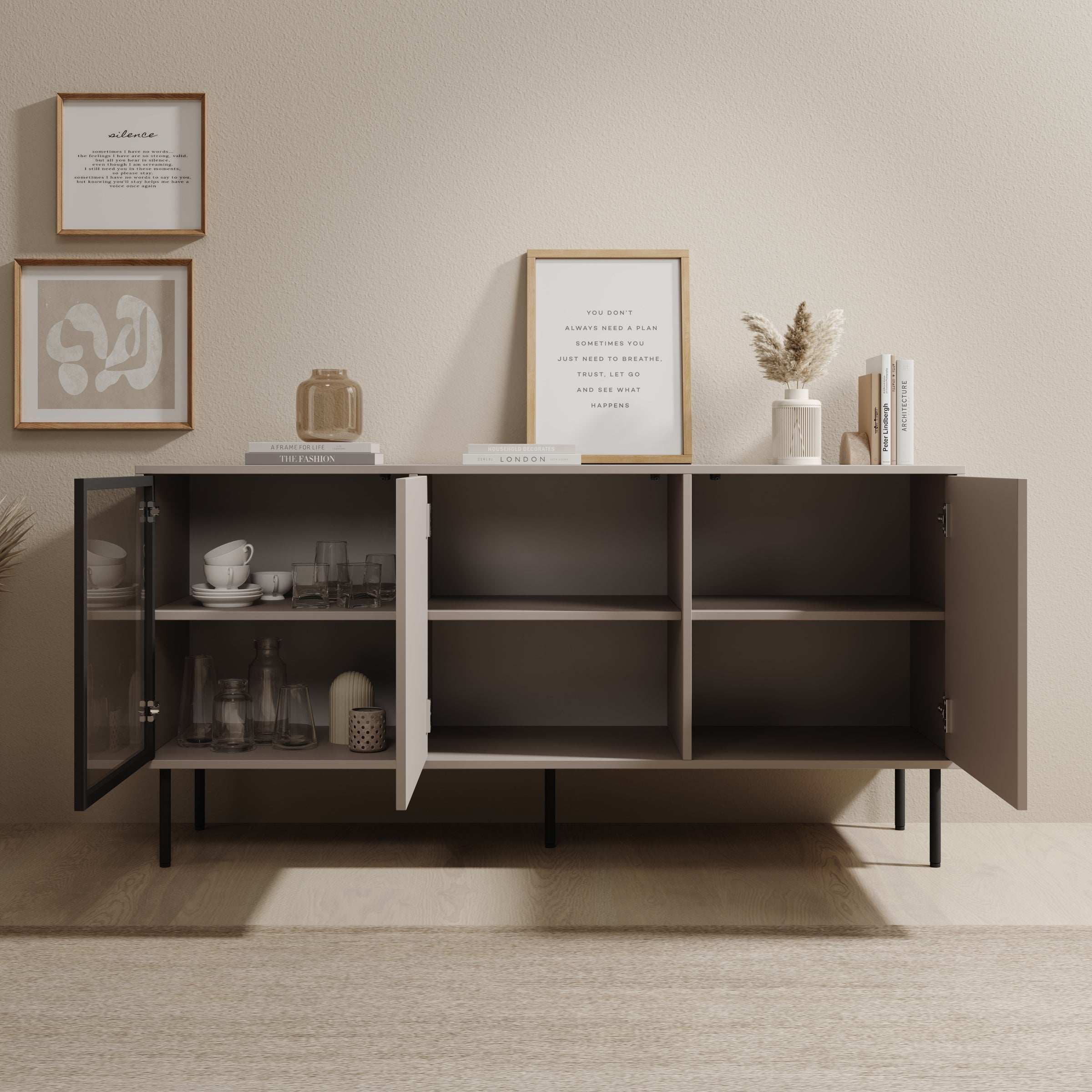 Dimora - Dressoir - Beige - 151x40x75 cm
