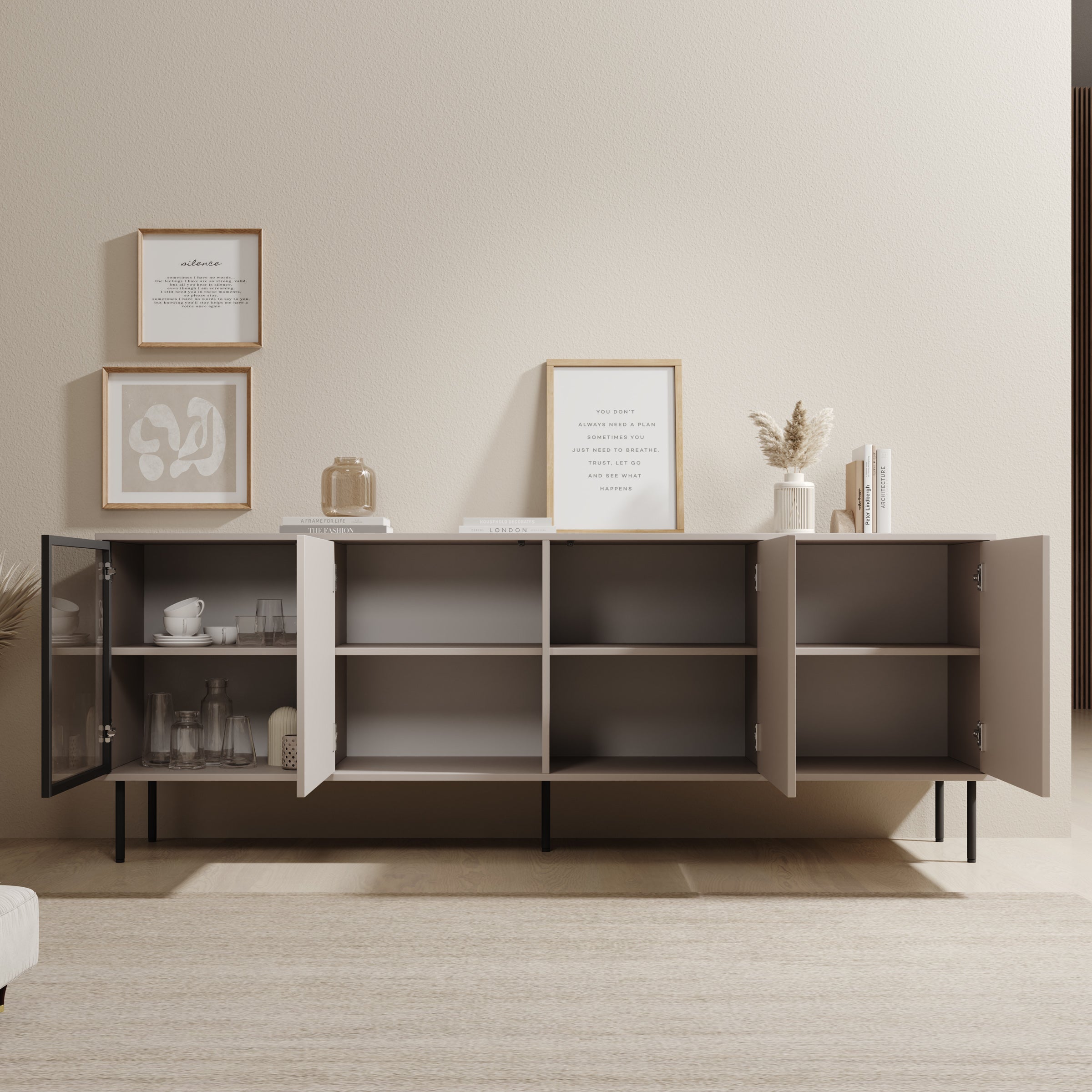 Dimora - Dressoir - Beige - 200x40x75 cm