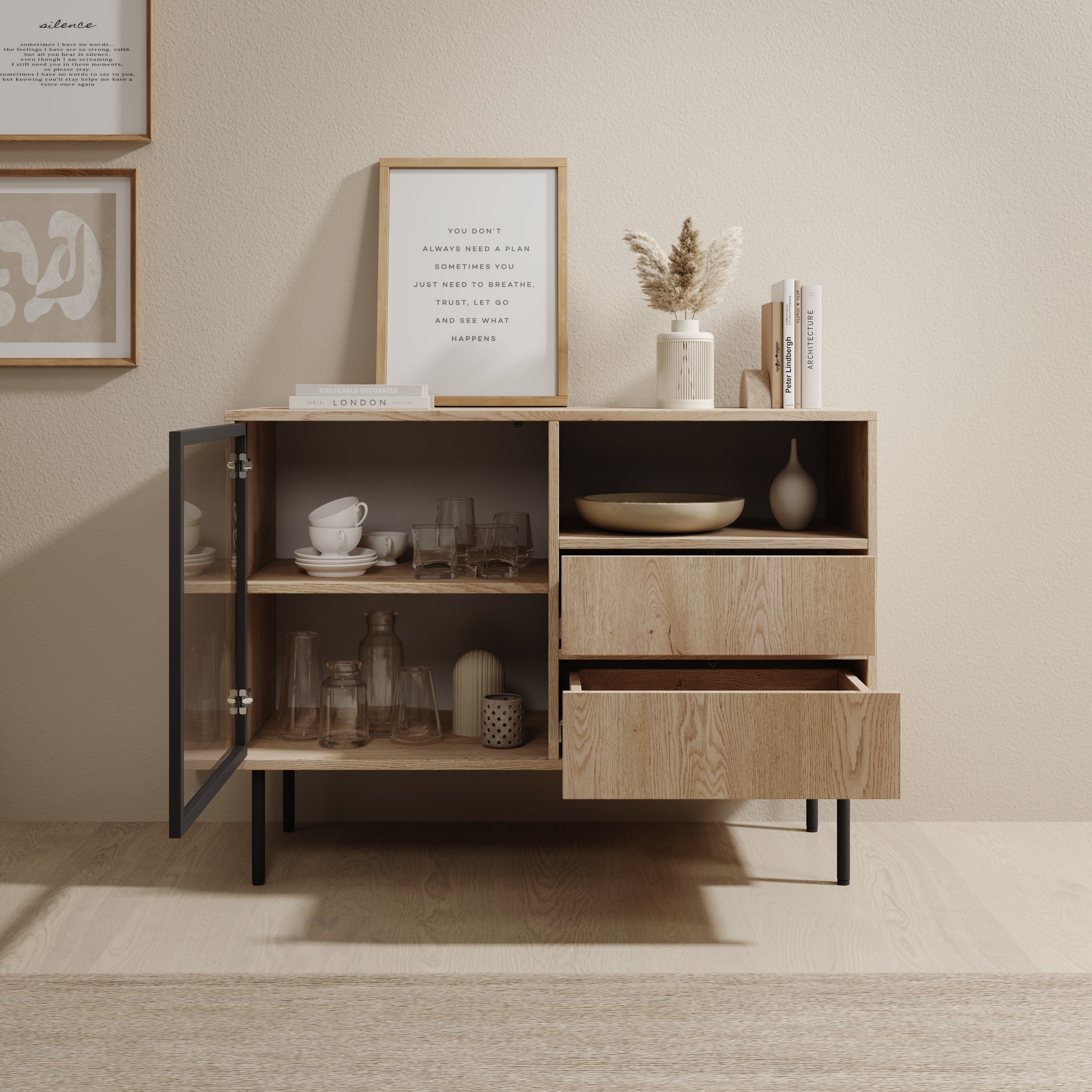 Dimora - Dressoir - Eikenpatroon - 100x40x80 cm