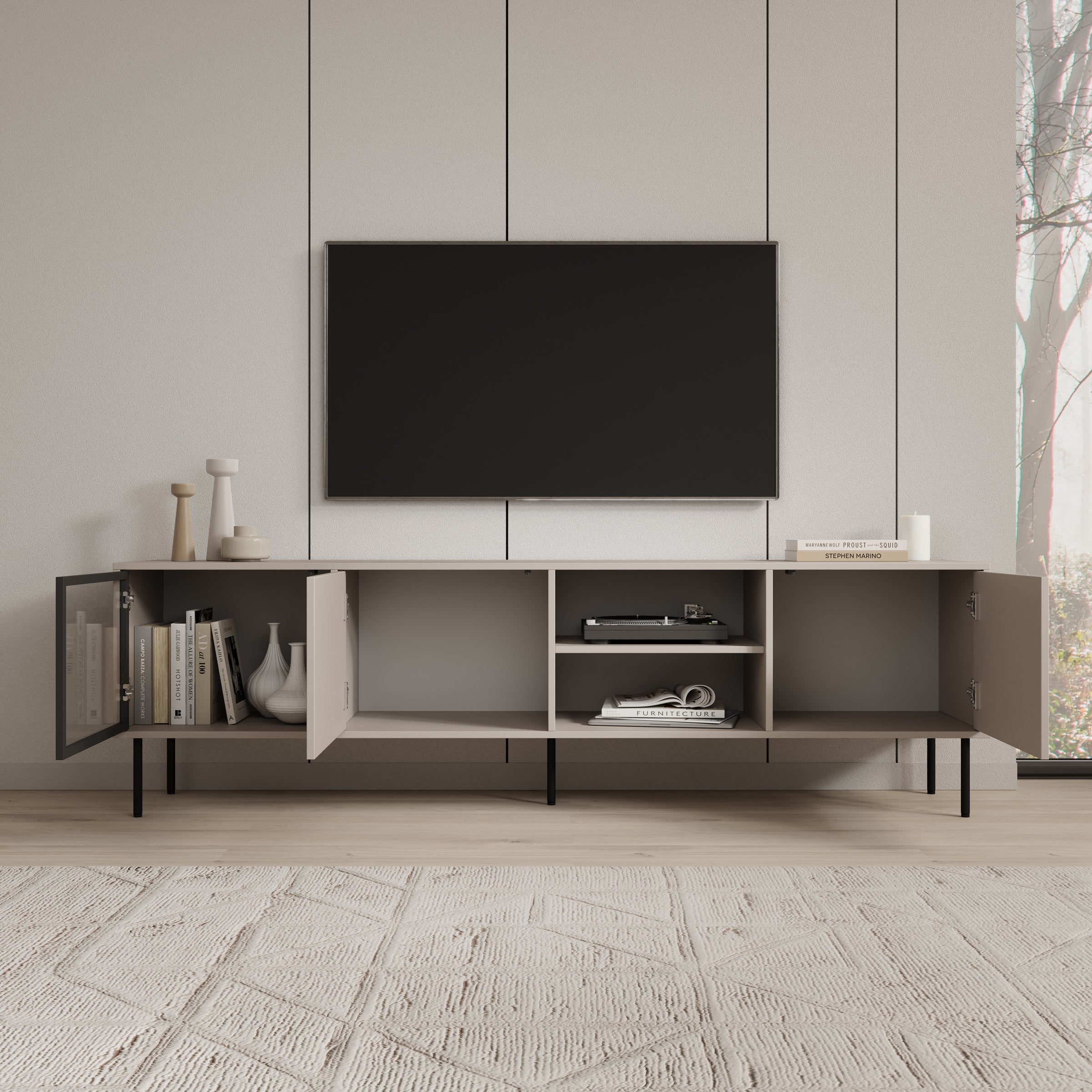 Dimora - TV-Meubel - Beige - 201x40x60 cm