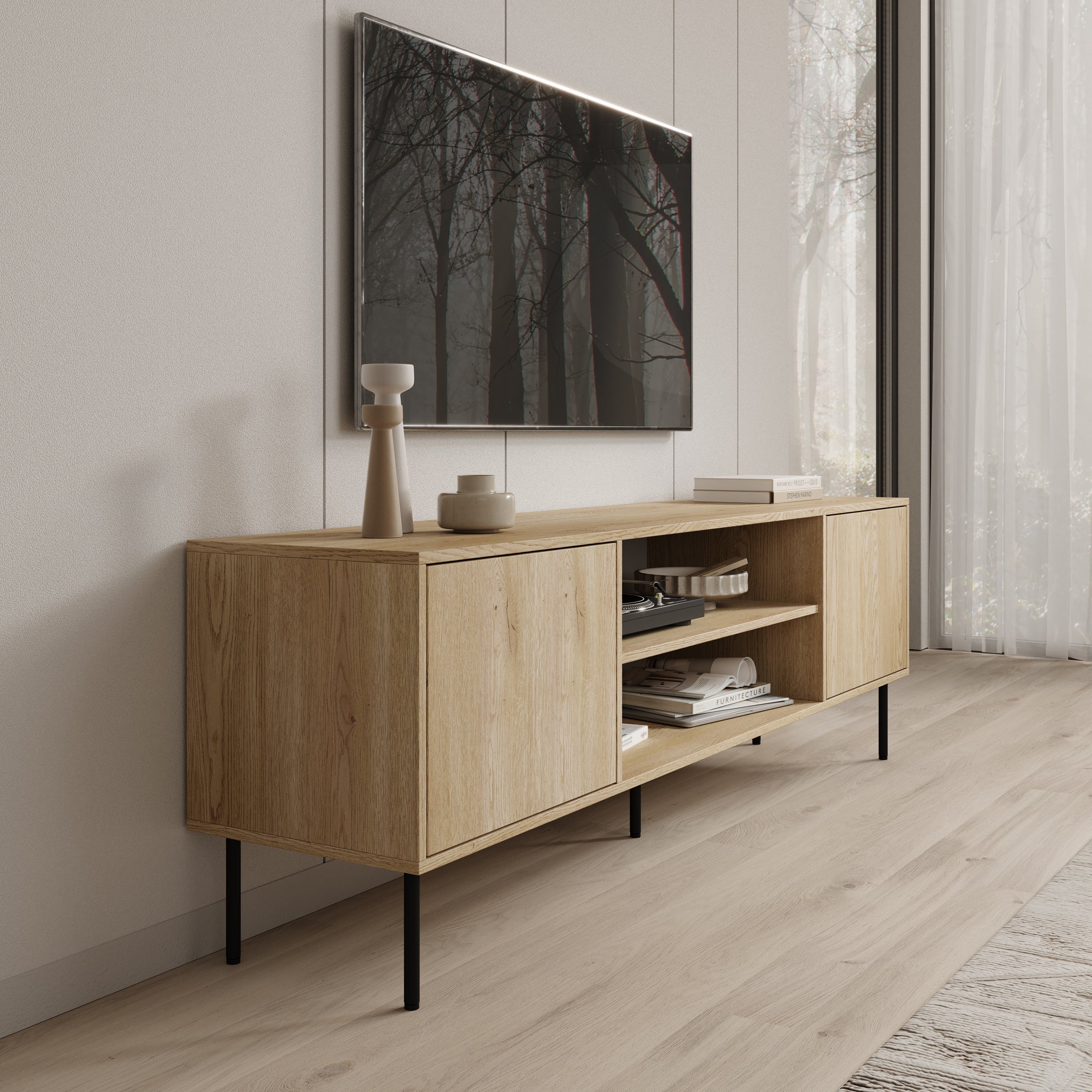 Dimora - TV-Meubel - Eikenpatroon - 183x40x60 cm