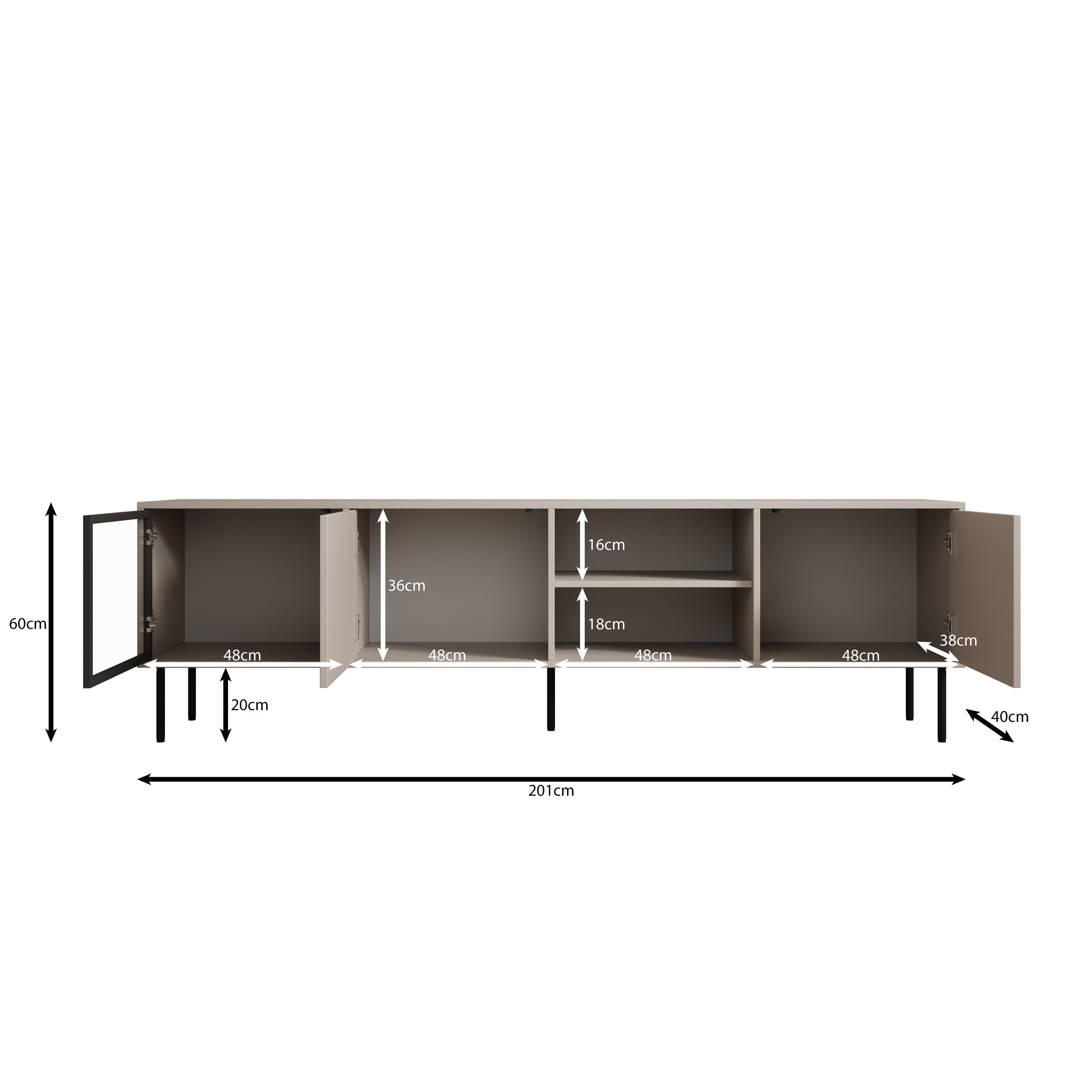 Dimora - TV-Meubel - Eikenpatroon - 201x40x60 cm