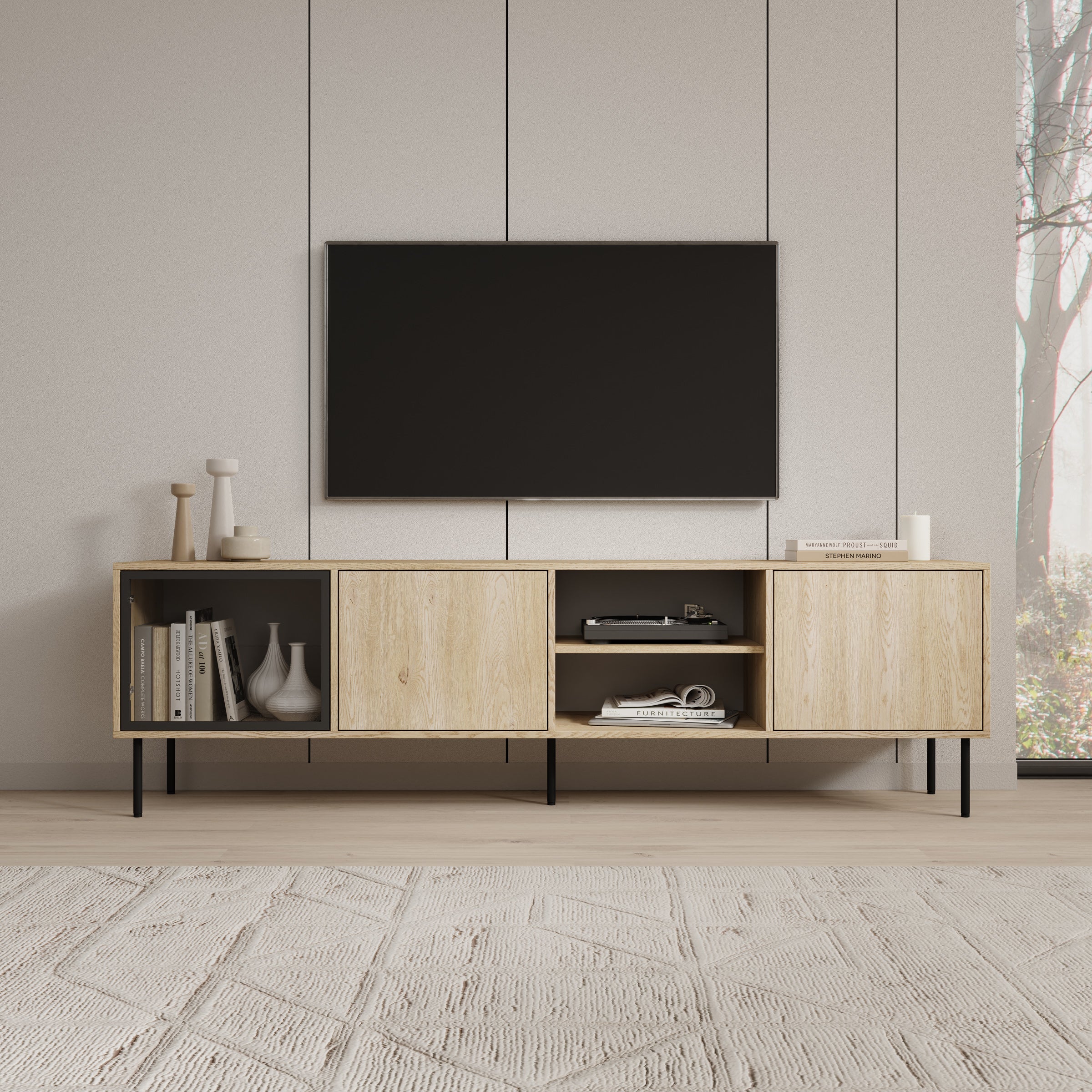 Dimora - TV-Meubel - Eikenpatroon - 201x40x60 cm