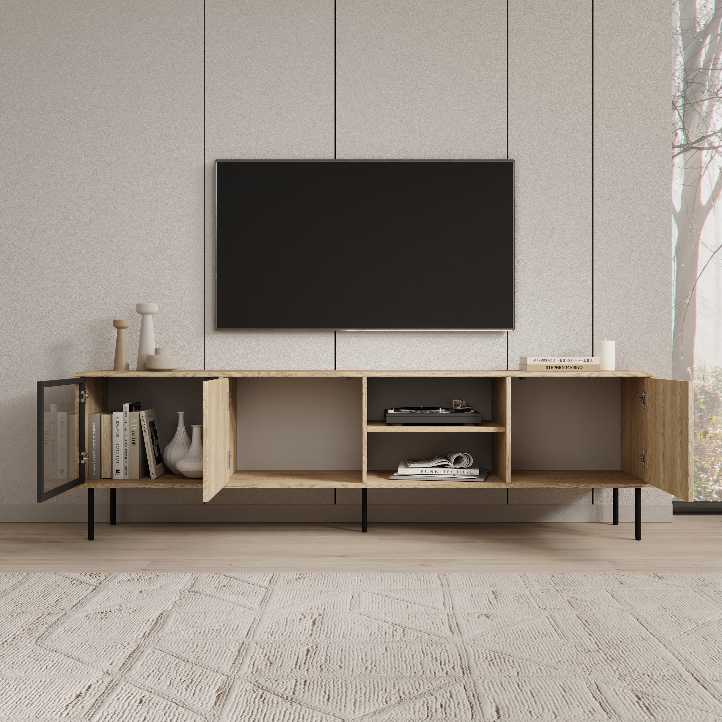 Dimora - TV-Meubel - Eikenpatroon - 201x40x60 cm