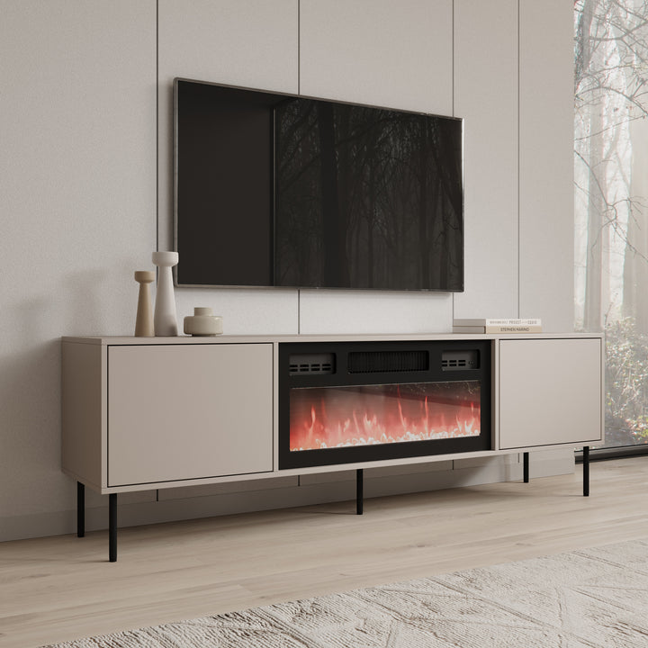 Dimora - TV-Meubel met sfeerhaard - Beige - 183x40x60 cm