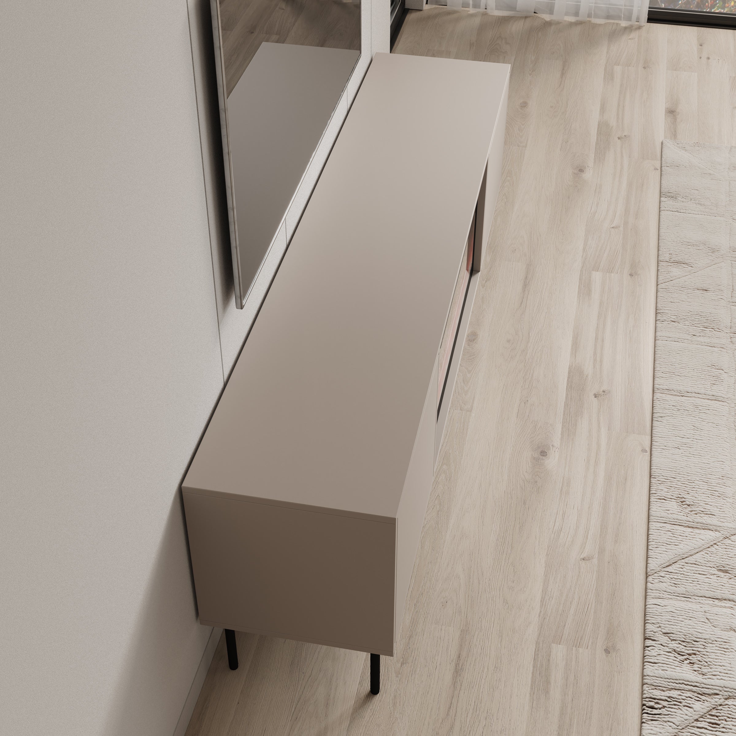 Dimora - TV-Meubel met sfeerhaard - Beige - 183x40x60 cm