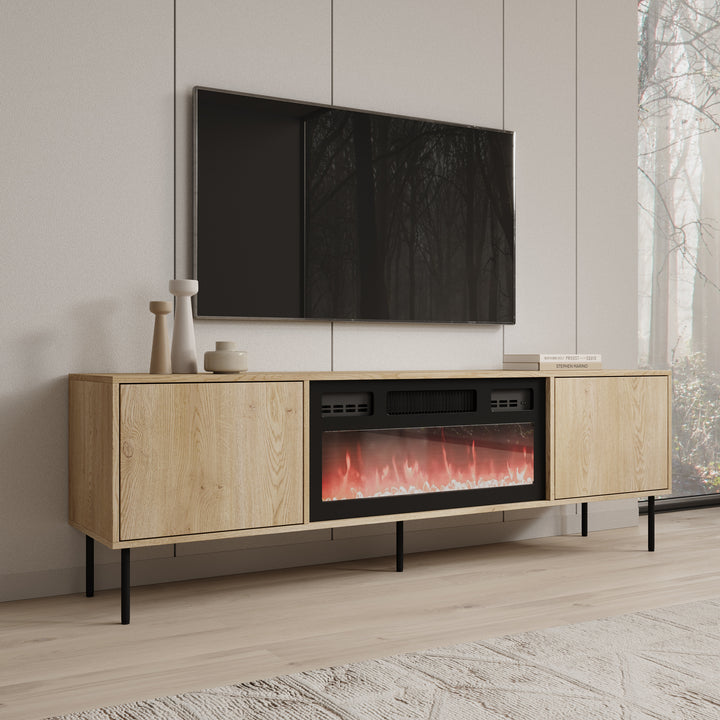Dimora - TV-Meubel met sfeerhaard - Eikenpatroon - 183x40x60