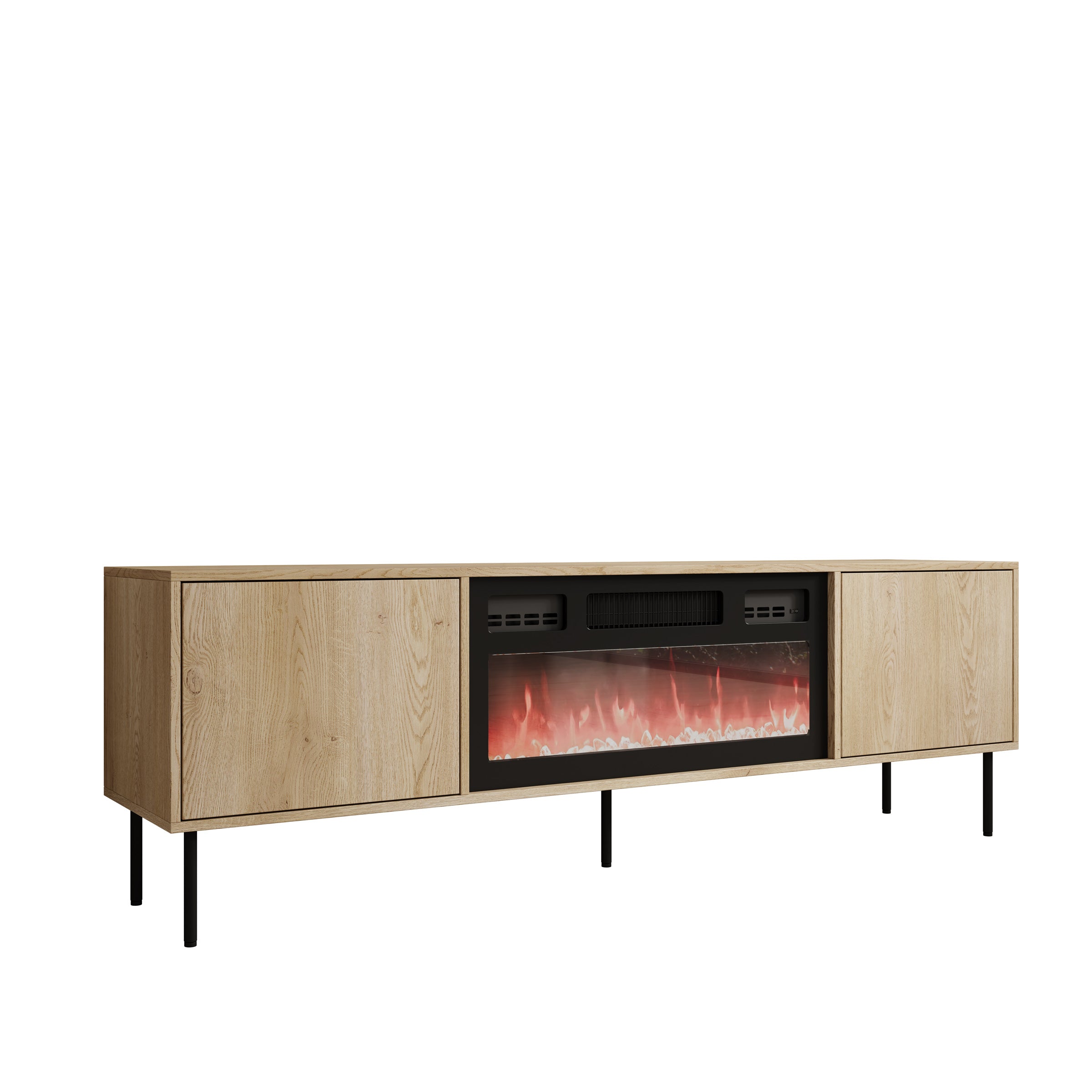Dimora - TV-Meubel met sfeerhaard - Eikenpatroon - 183x40x60