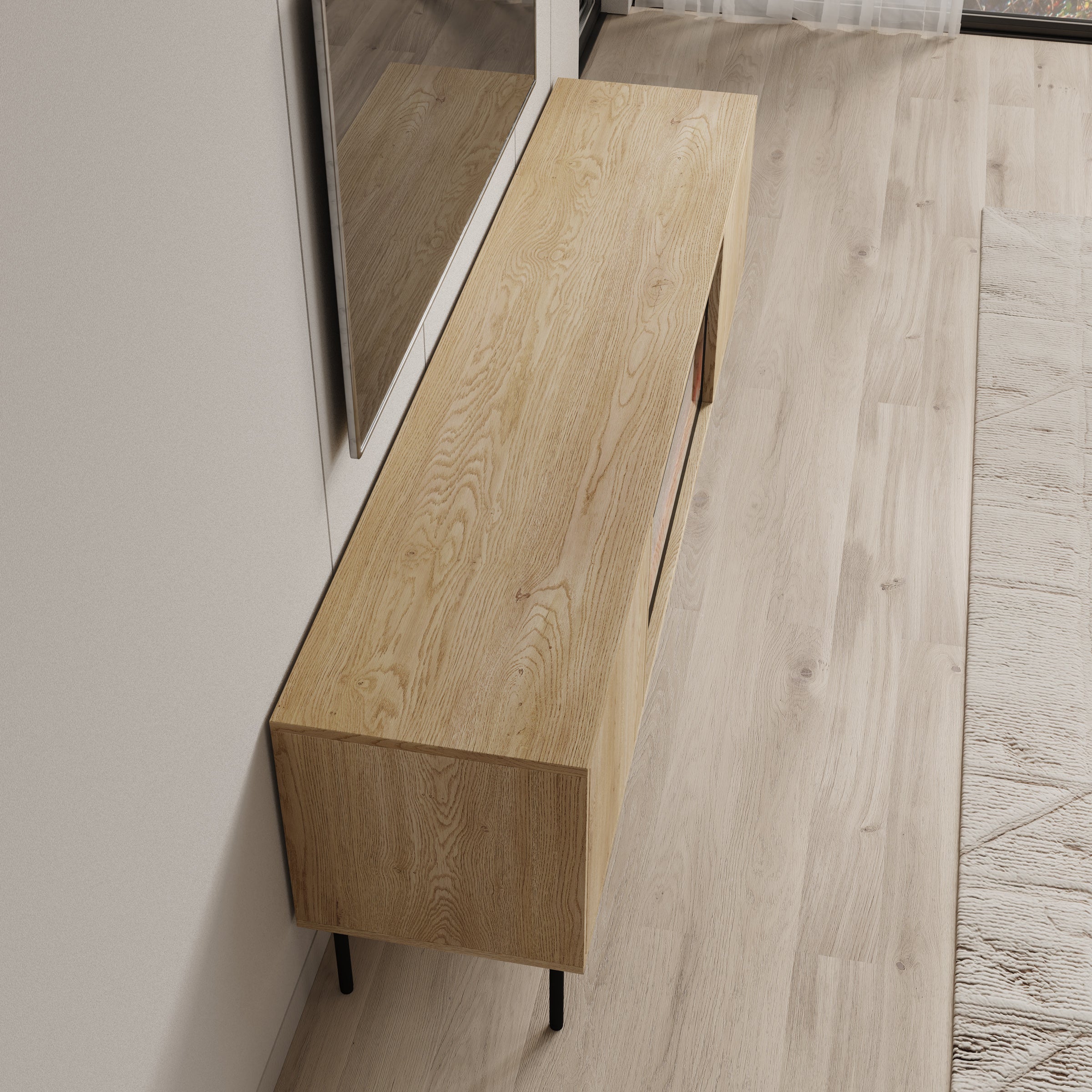 Dimora - TV-Meubel met sfeerhaard - Eikenpatroon - 183x40x60