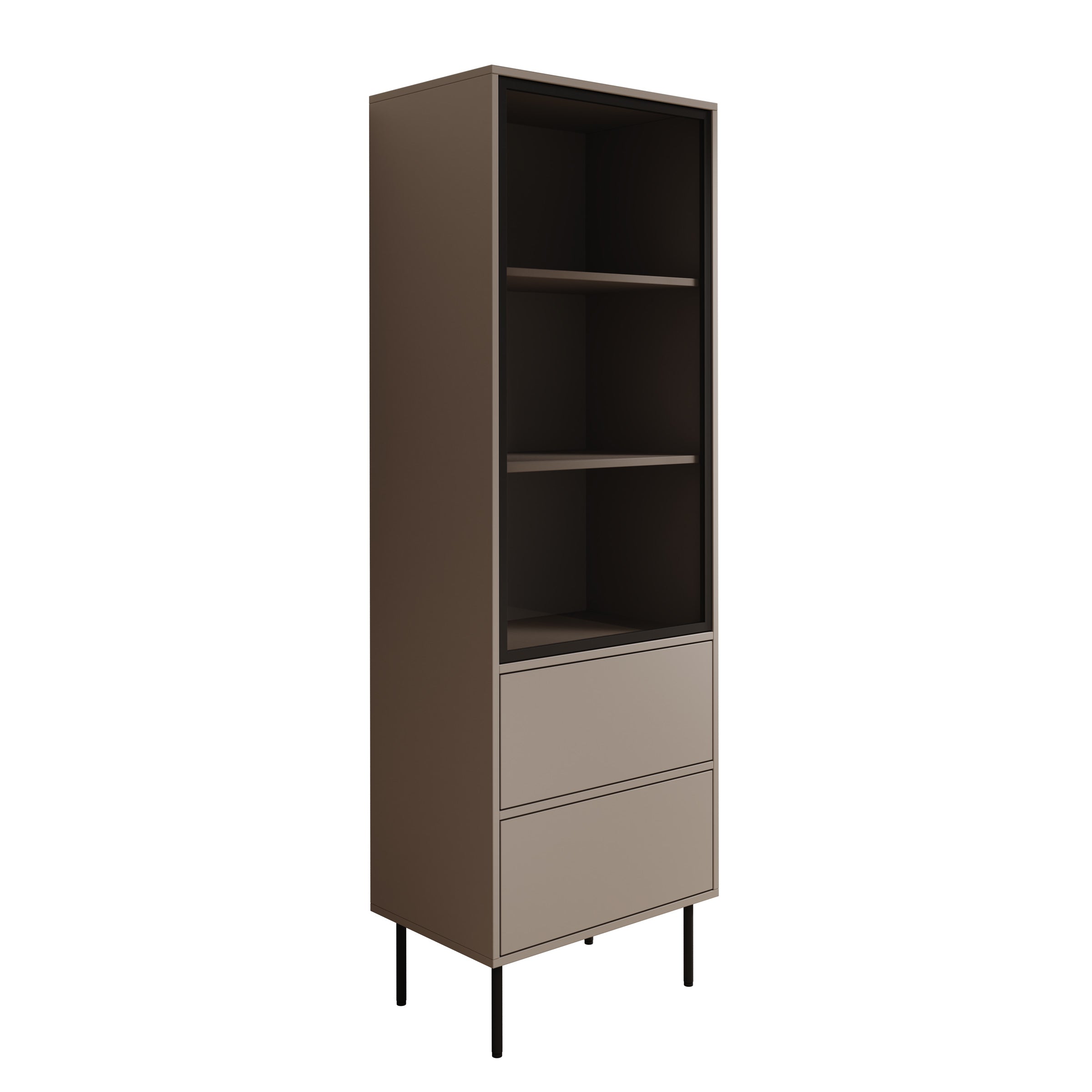 Dimora - Vitrinekast - Beige - 60x40x185 cm