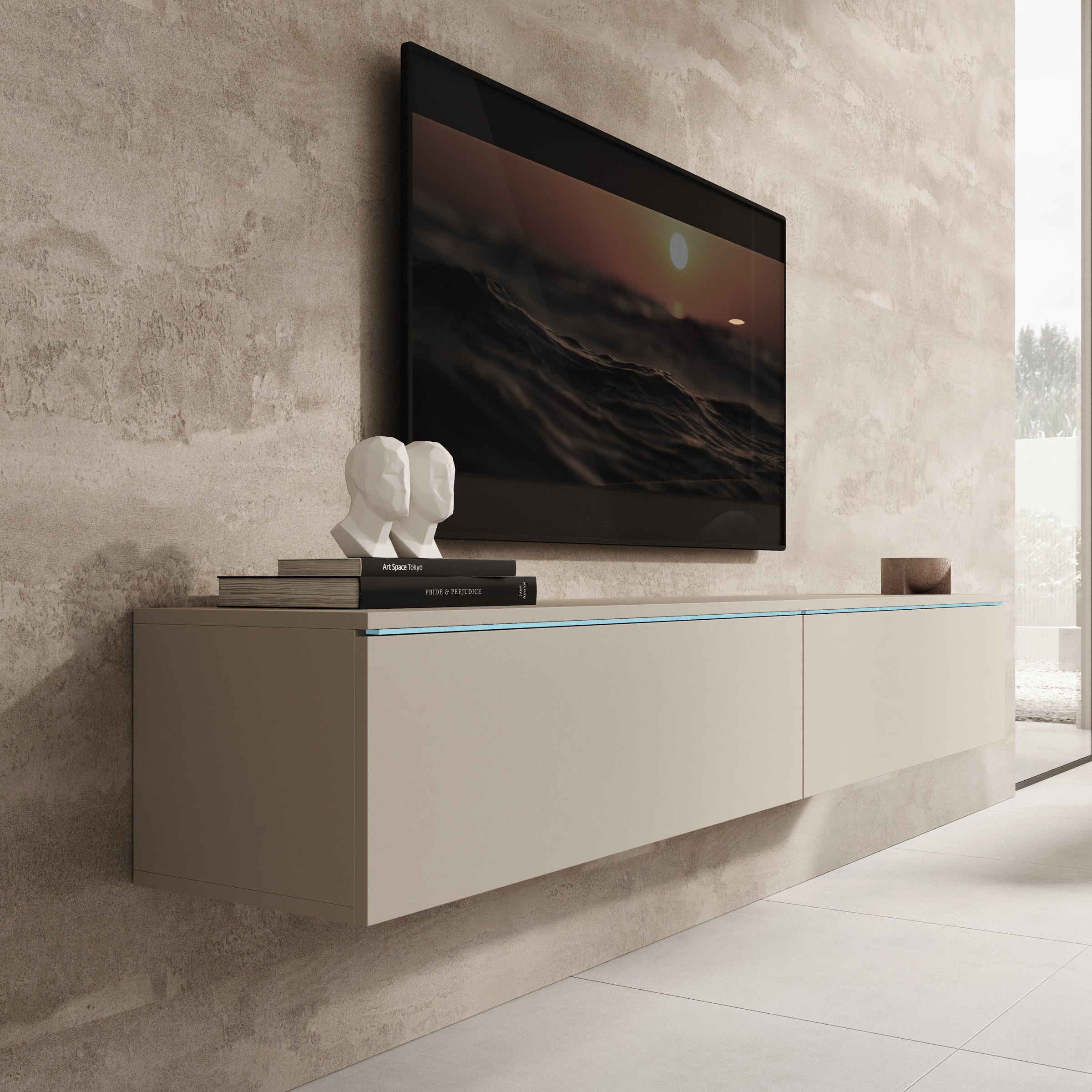 Dixon - TV-Meubel - Beige - 180x33x30 cm