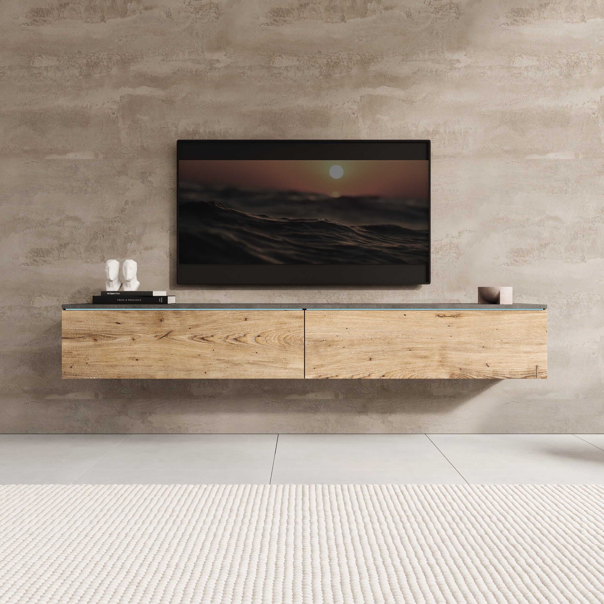 Dixon - TV-Meubel - Eiken/Grijs - 180x33x30 cm