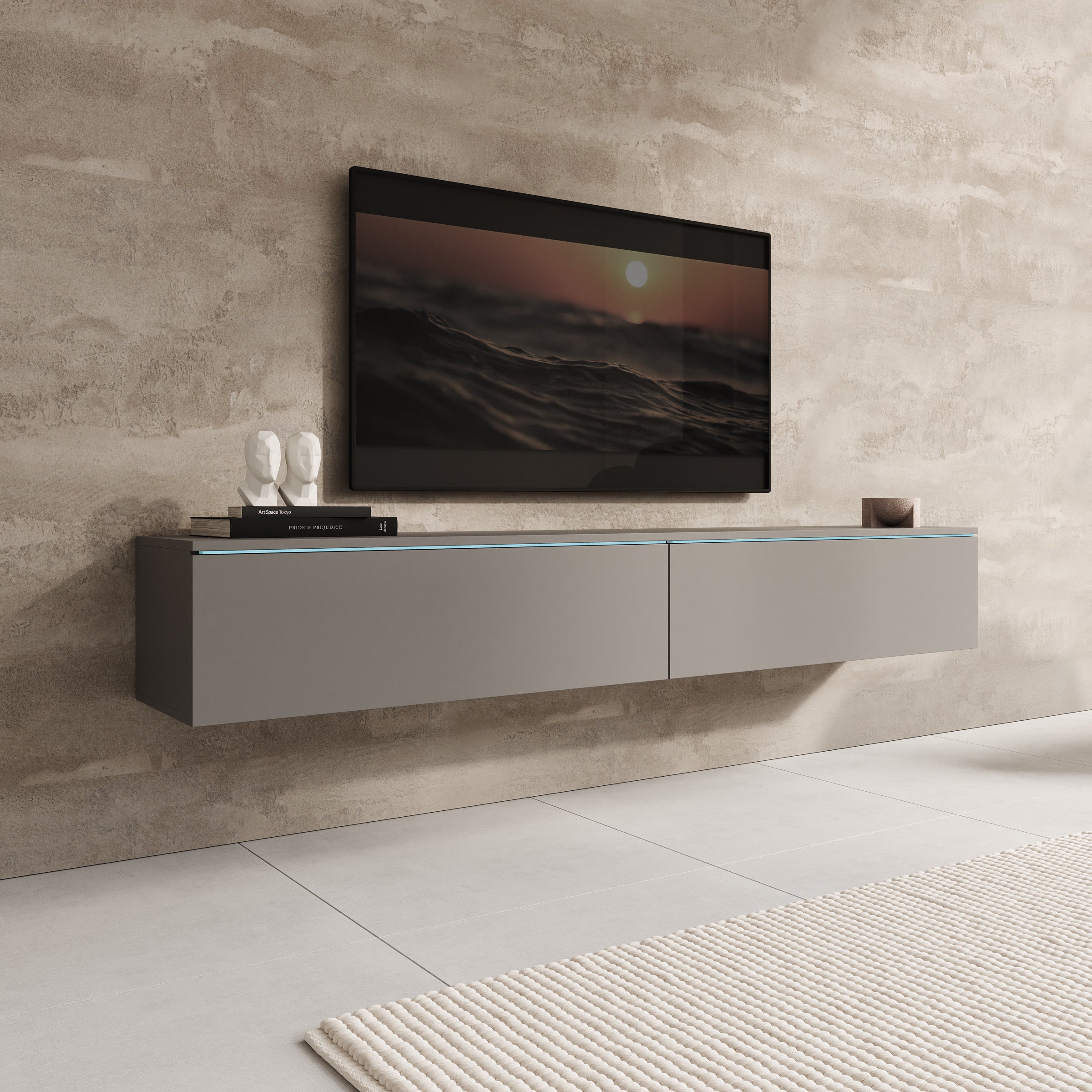 Dixon - TV-Meubel - Grijs - 180x33x30 cm