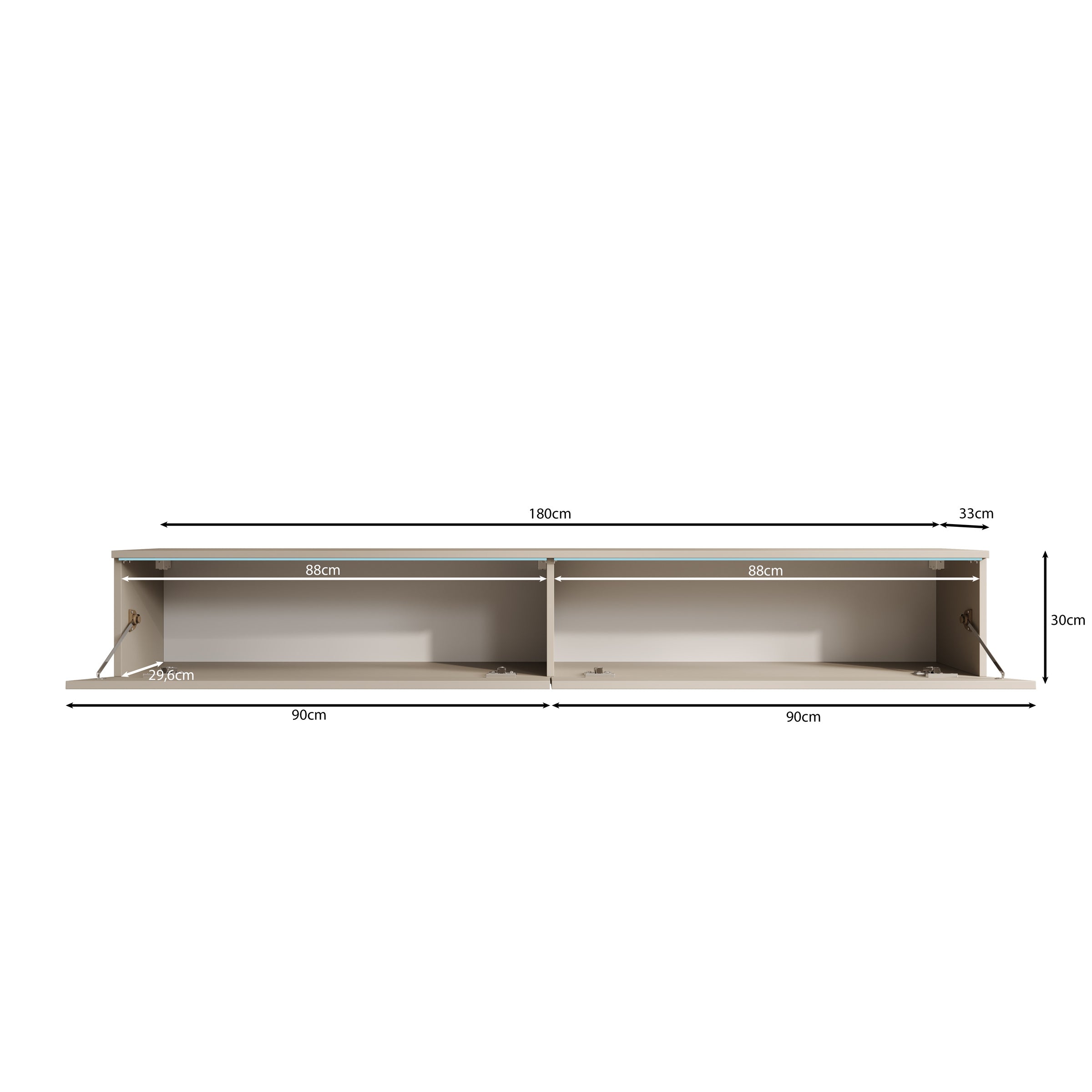 Dixon - TV-Meubel - Grijs - 180x33x30 cm