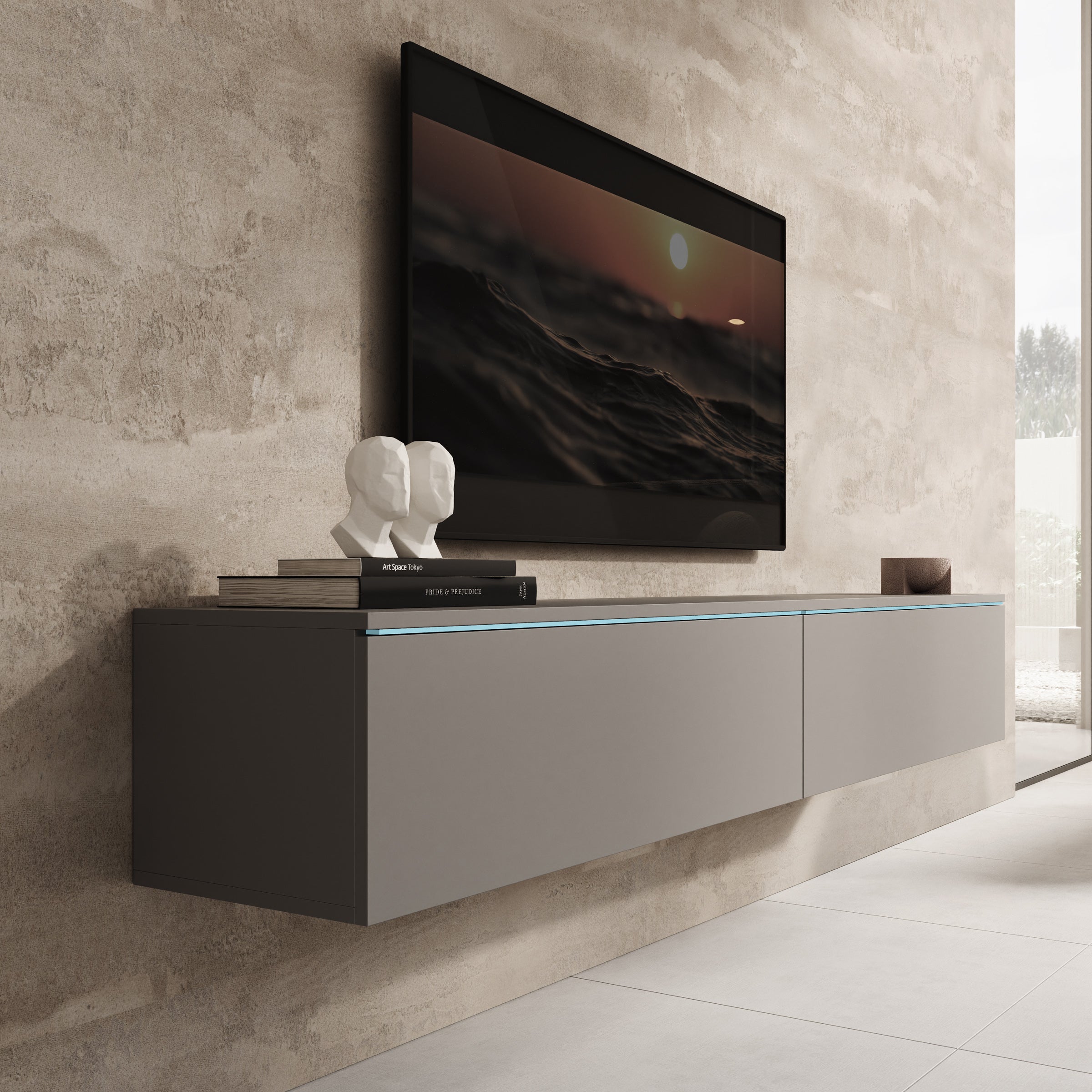 Dixon - TV-Meubel - Grijs - 180x33x30 cm