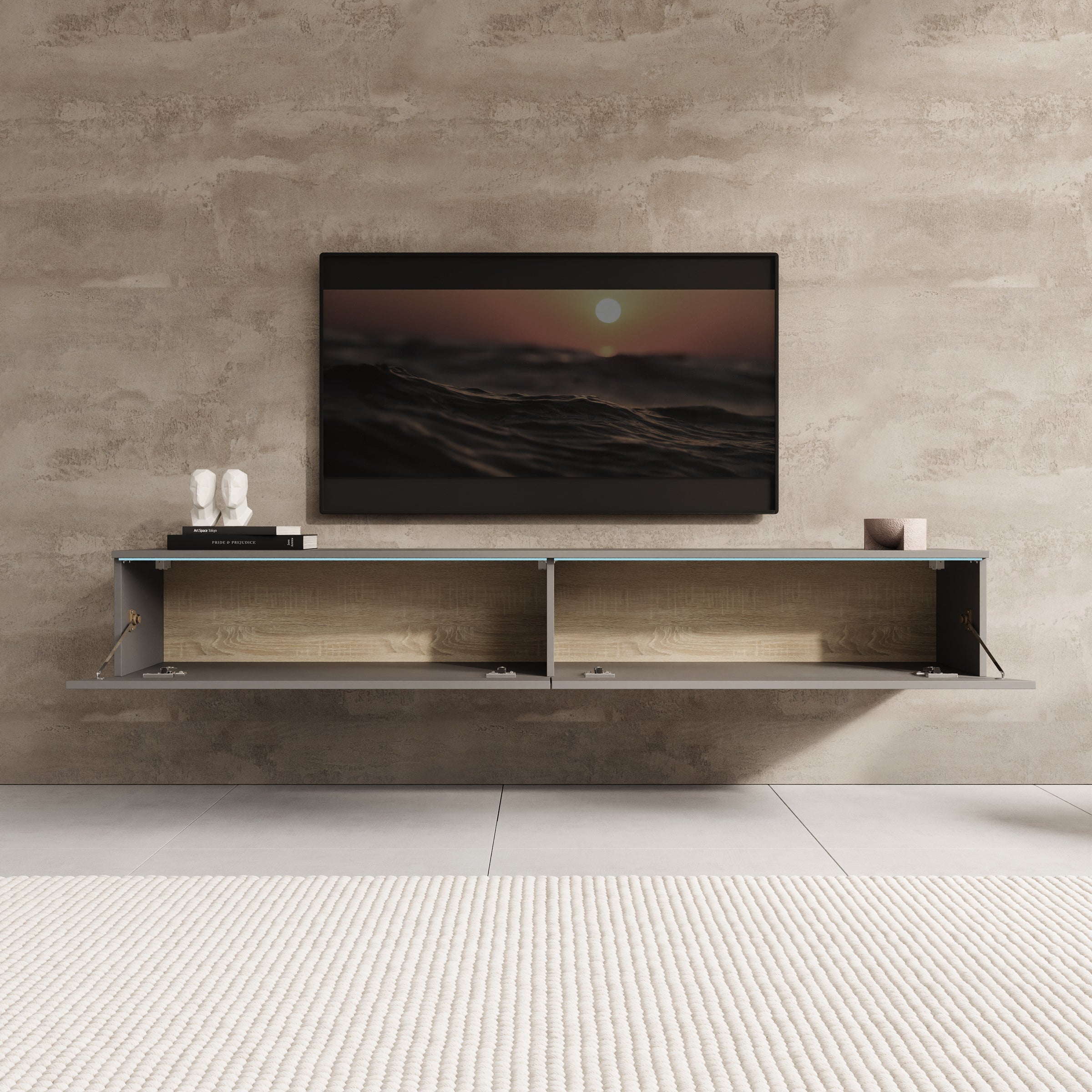 Dixon - TV-Meubel - Grijs - 180x33x30 cm