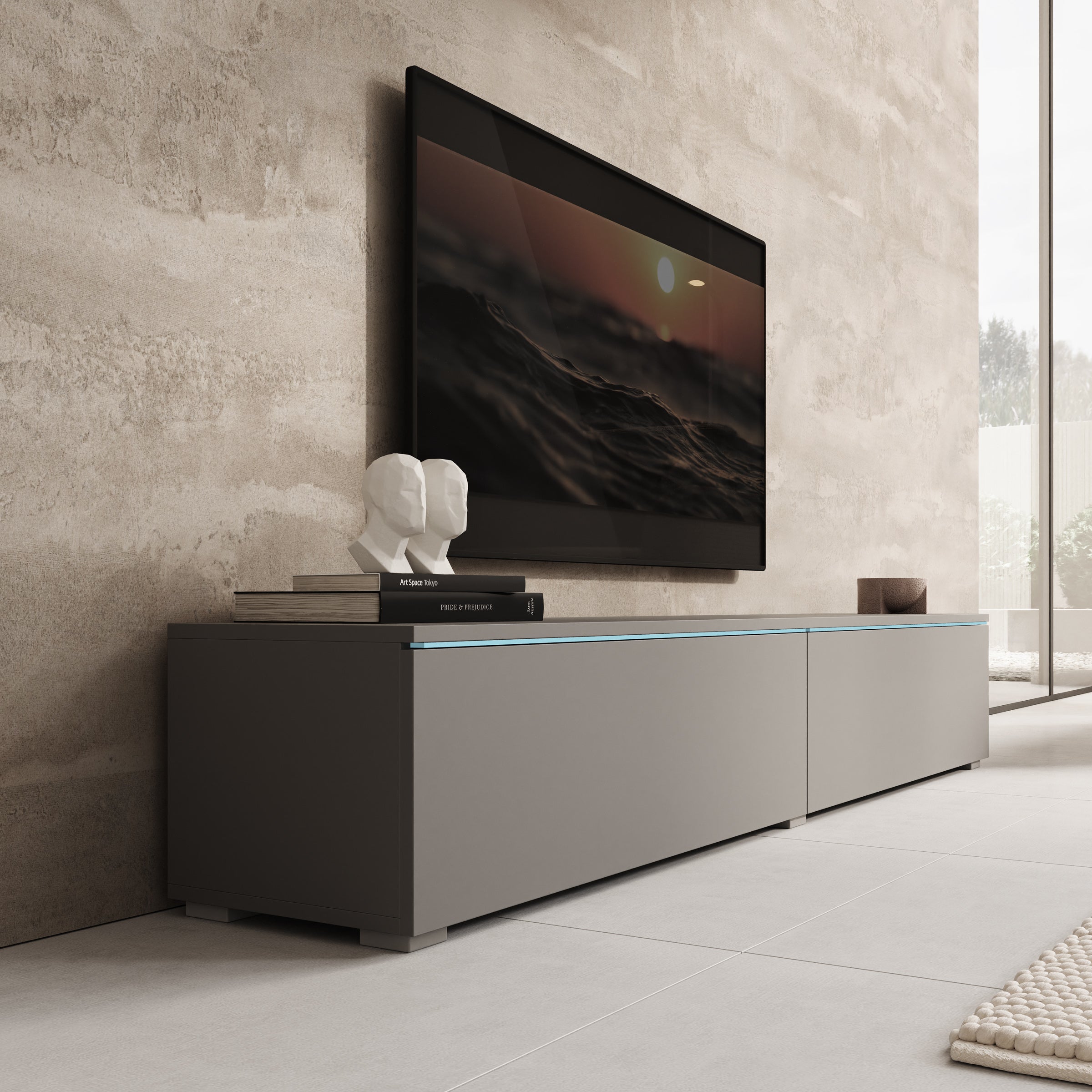 Dixon - TV-Meubel - Grijs - 180x33x30 cm