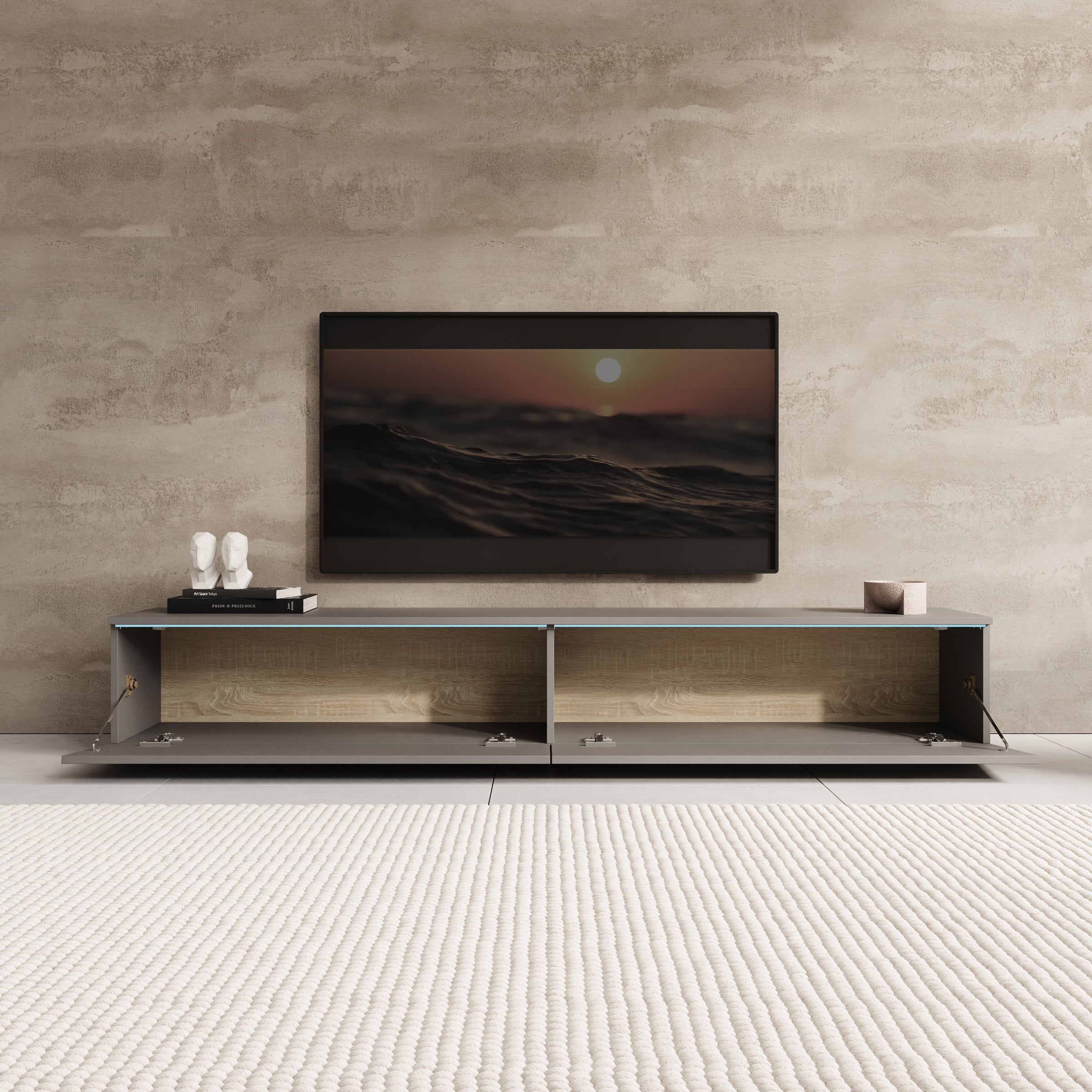 Dixon - TV-Meubel - Grijs - 180x33x30 cm