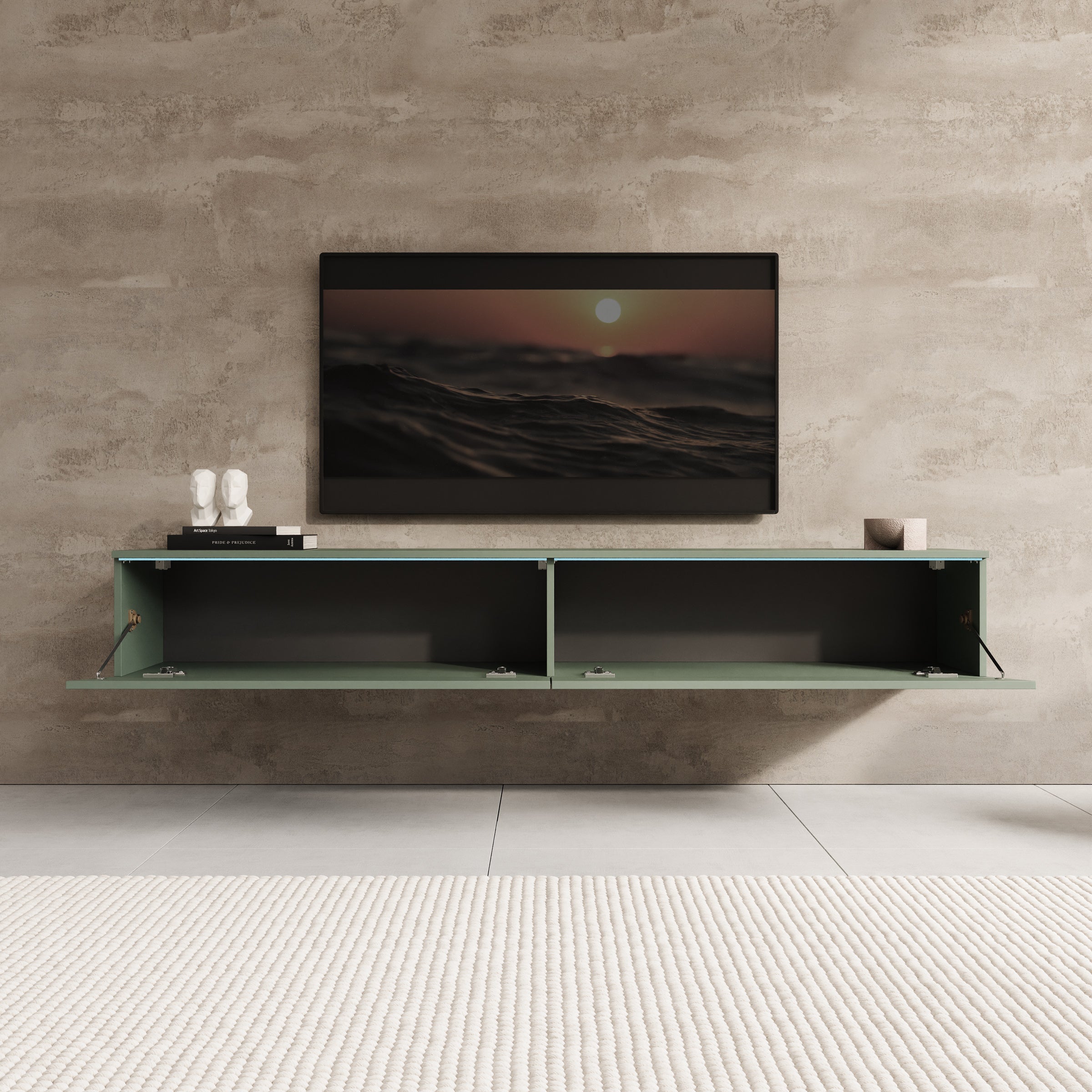 Dixon - TV-Meubel - Groen - 180x33x30 cm