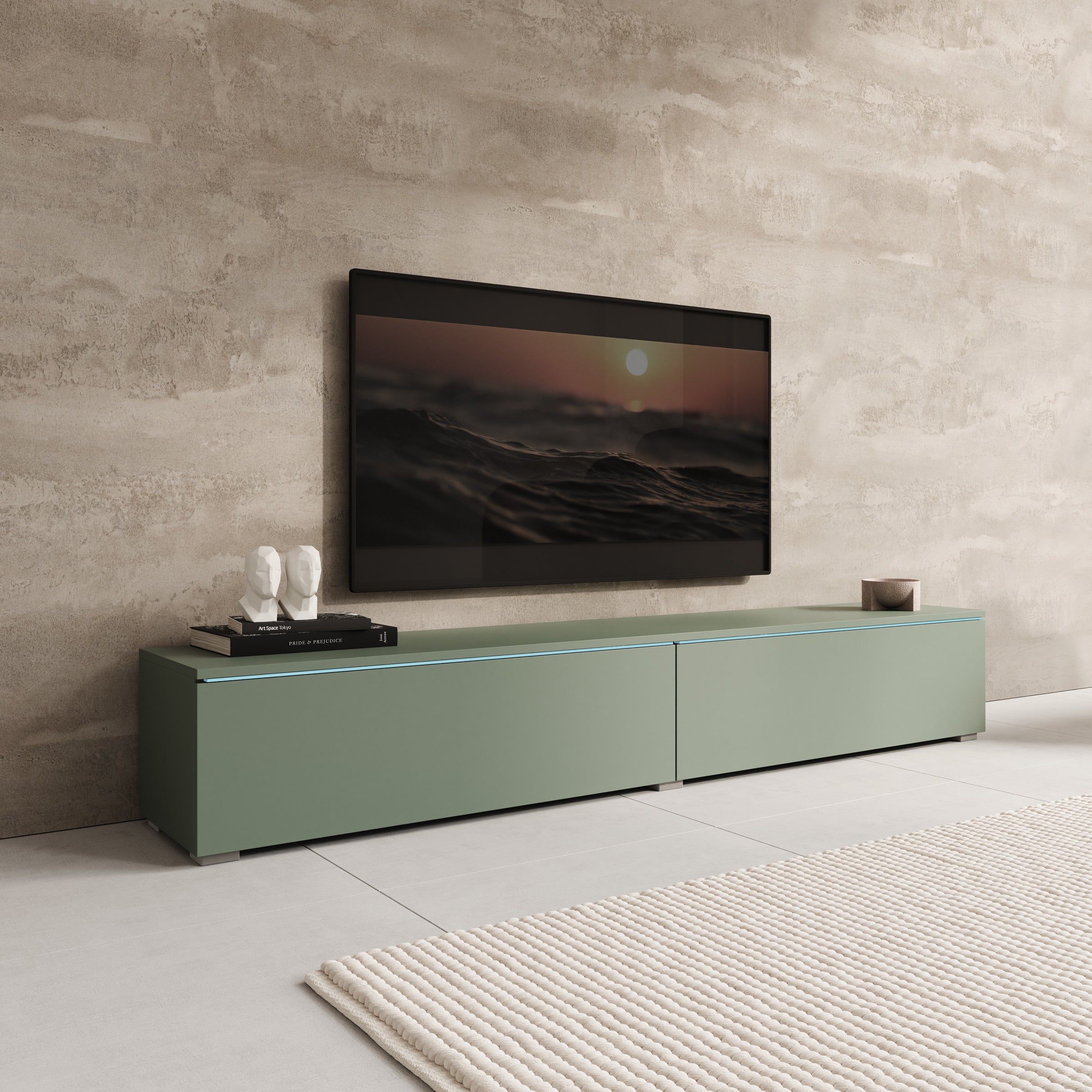 Dixon - TV-Meubel - Groen - 180x33x30 cm