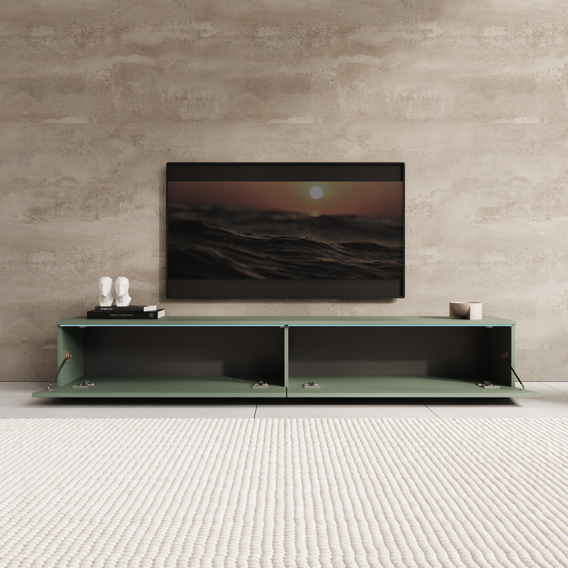 Dixon - TV-Meubel - Groen - 180x33x30 cm