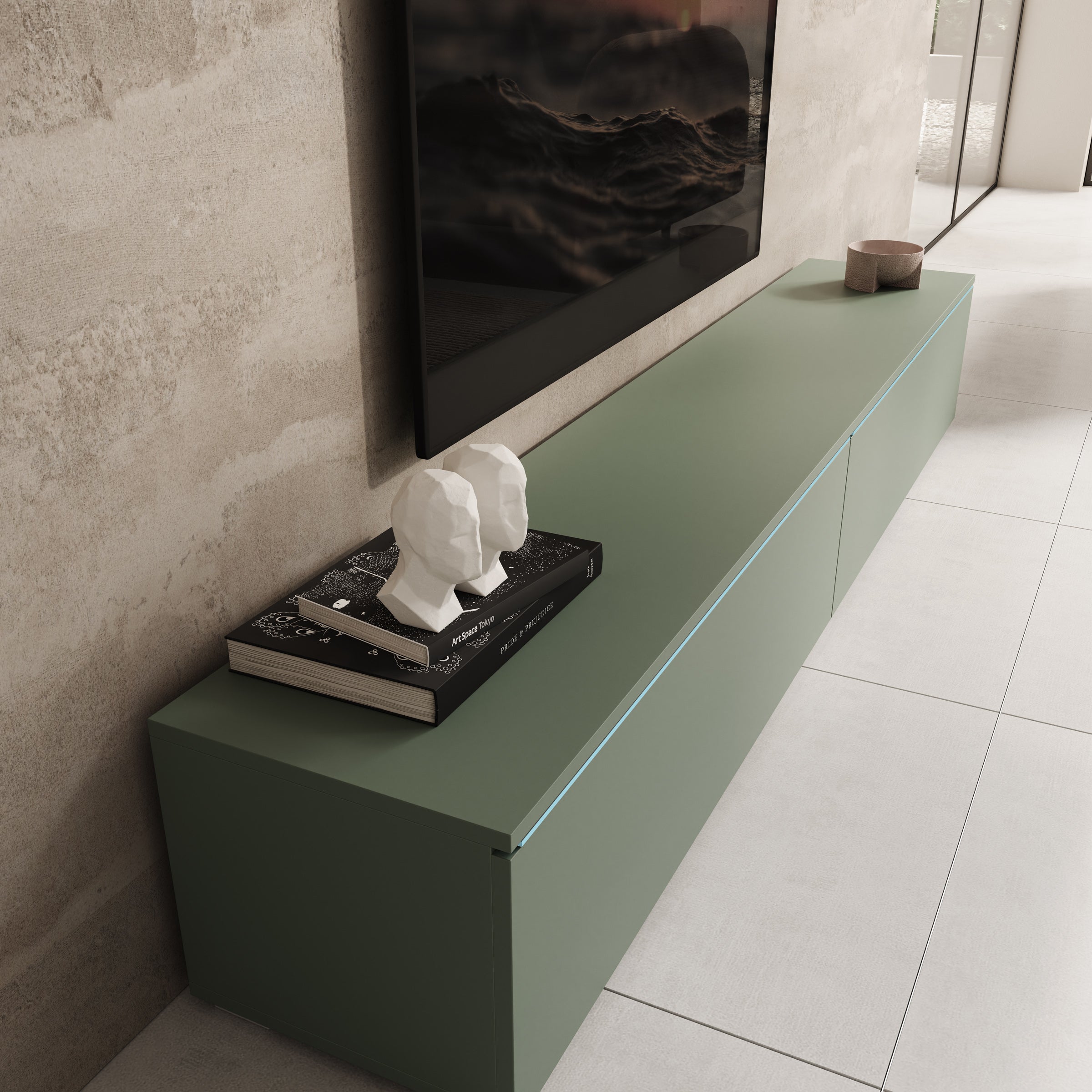 Dixon - TV-Meubel - Groen - 180x33x30 cm