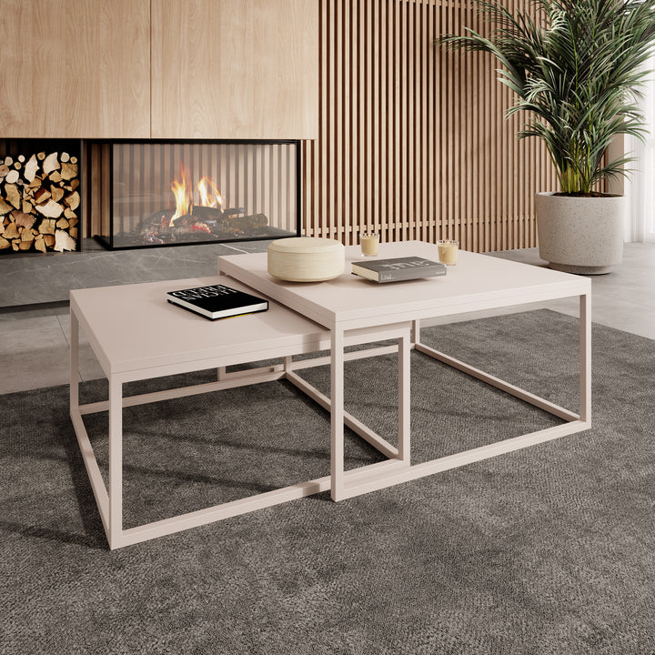Doble - Salontafel set van 2 - Beige - 76x76x39 cm