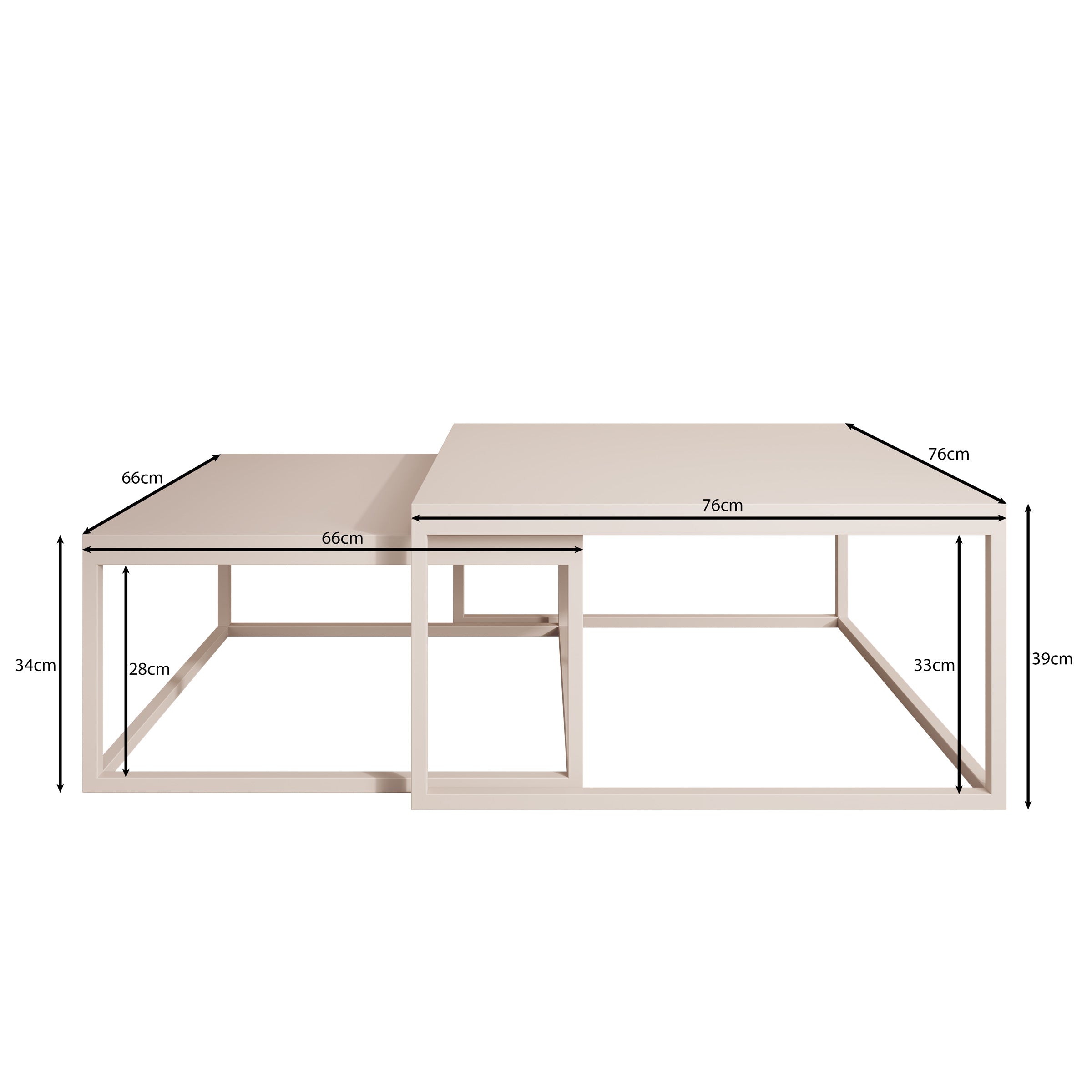 Doble - Salontafel - Beige - 76x76x39 cm