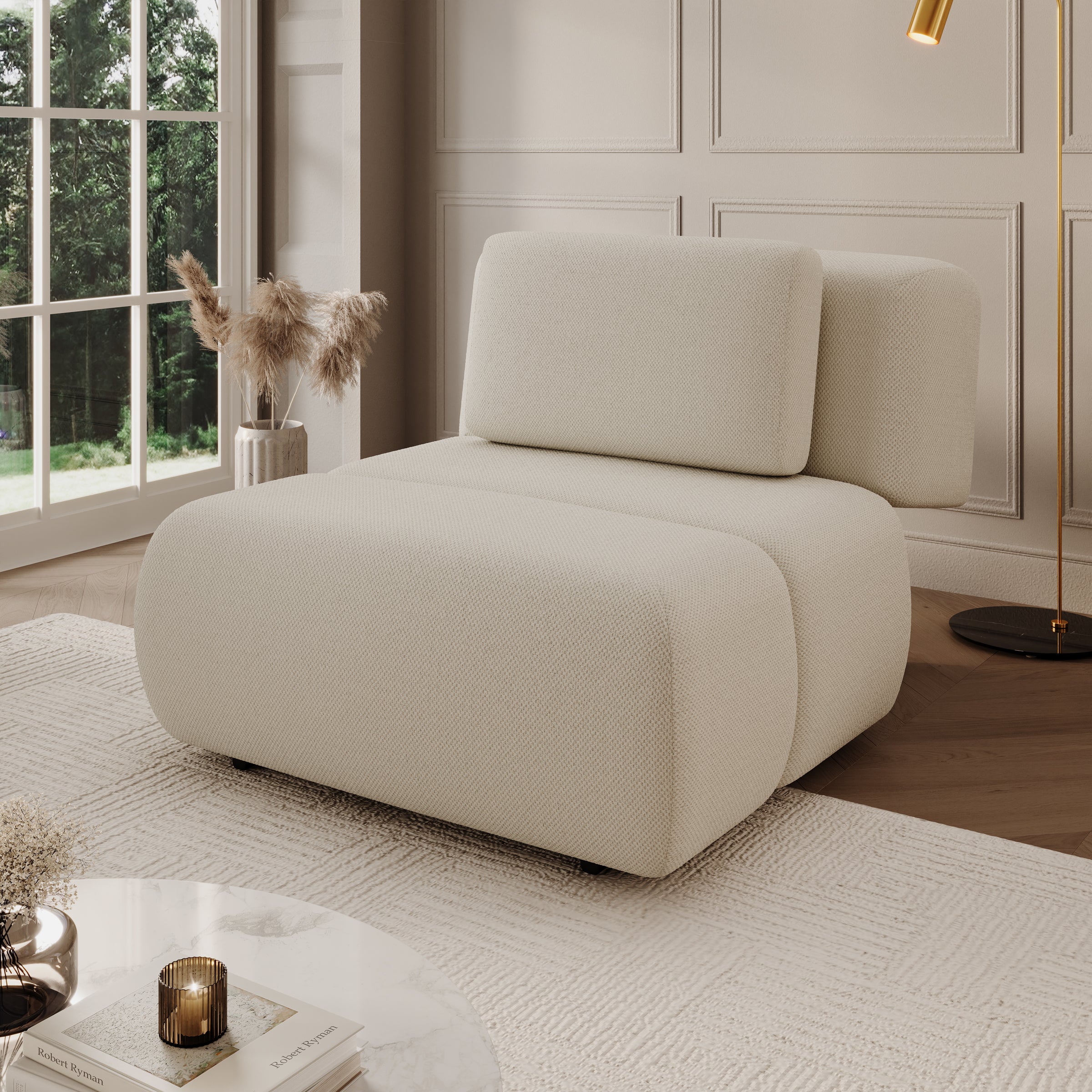 Dolo - Fauteuil - Stof beige - 98x129x82 cm