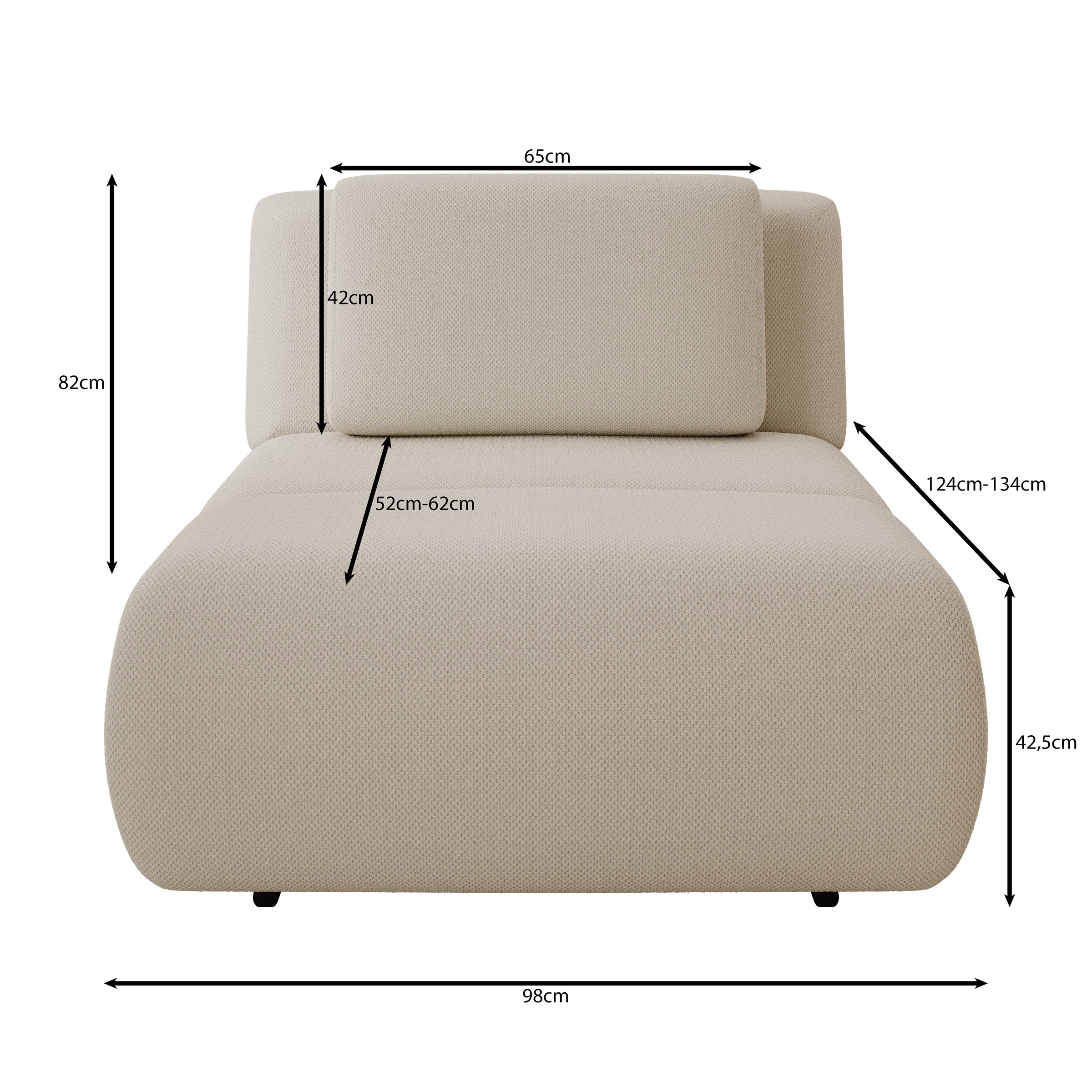 Dolo - Fauteuil - Stof beige - 98x129x82 cm