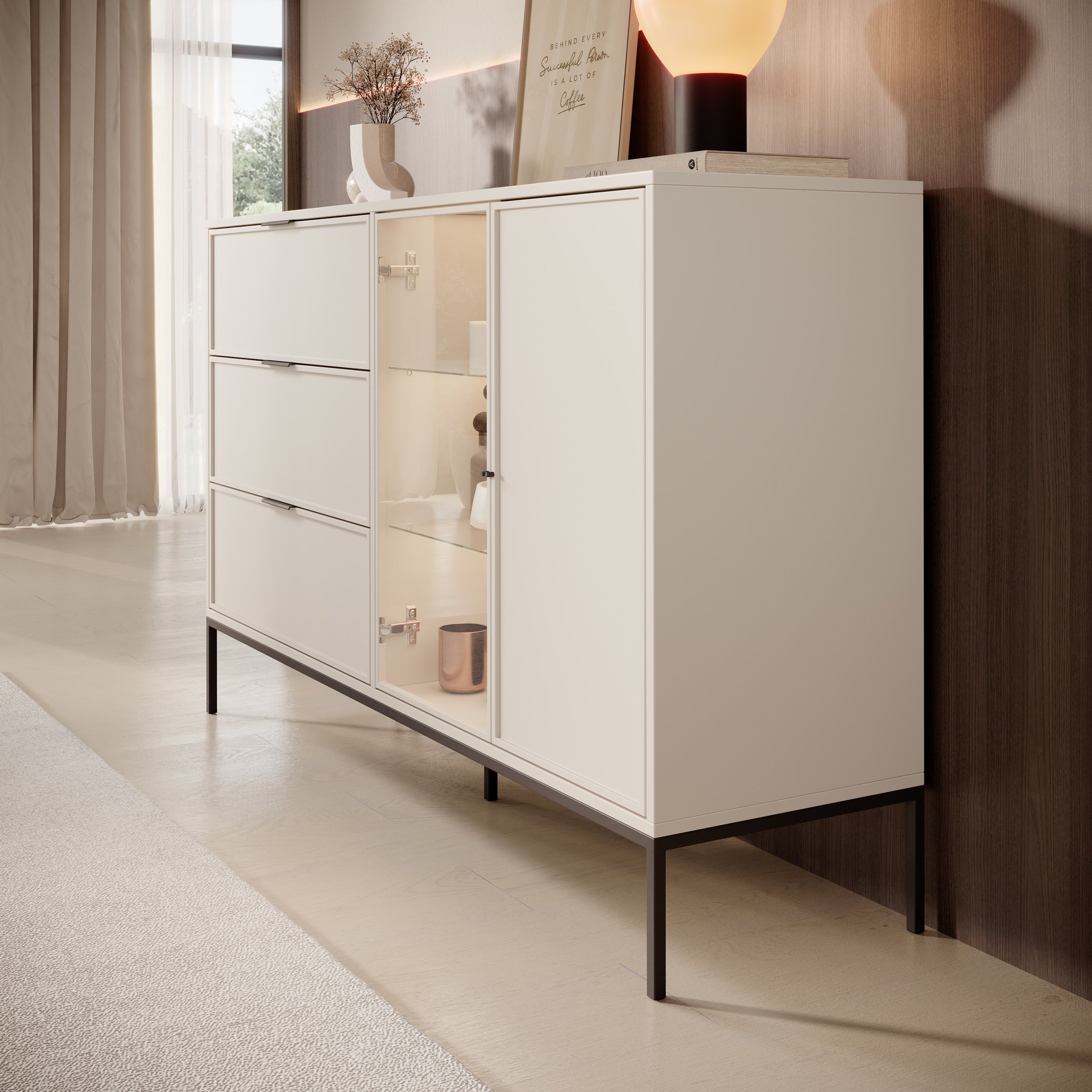 Dominica - Dressoir - Beige - 150x40x92 cm