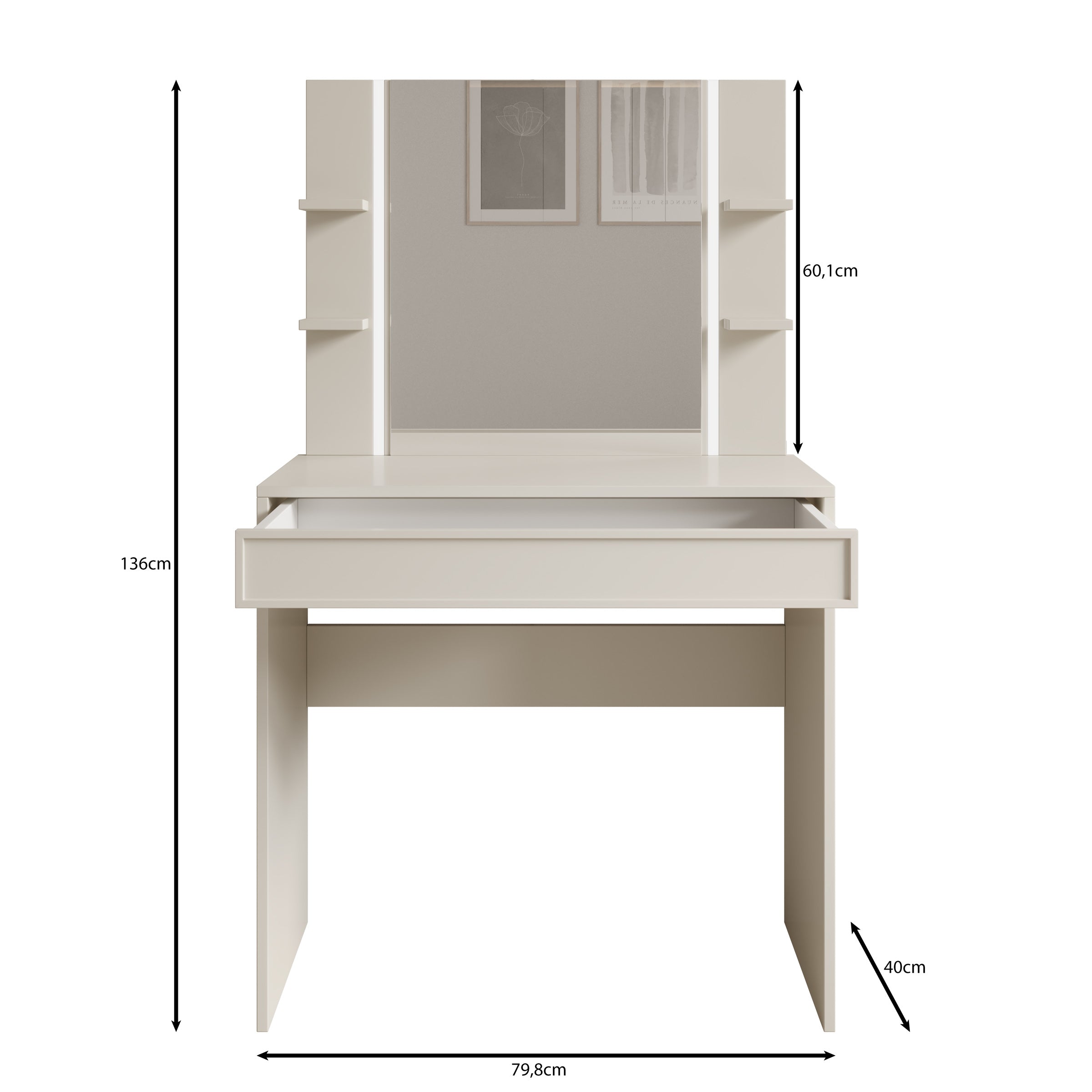 Dominica - Kaptafel - Beige - 80x40x136 cm