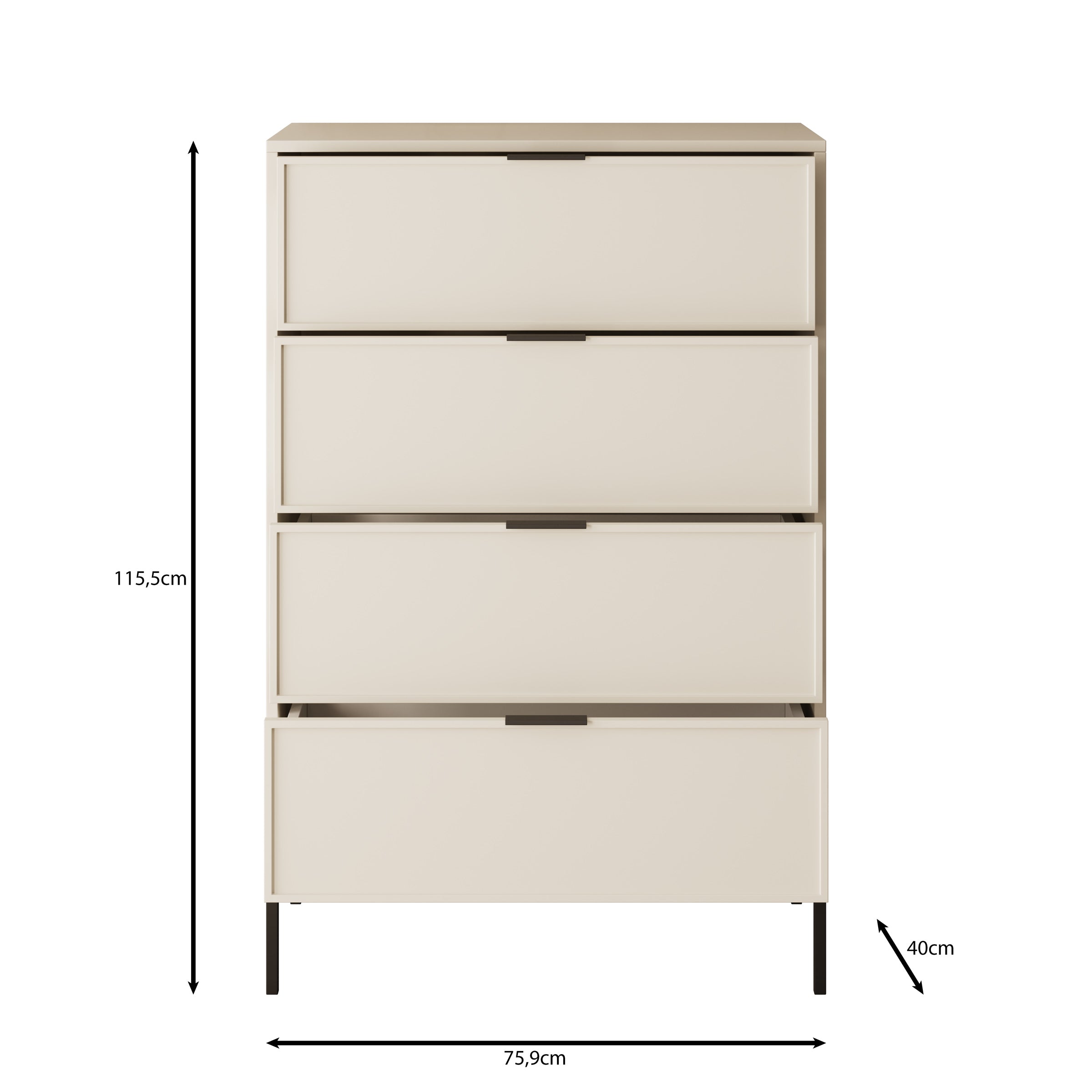 Dominica - Ladekast met 4 lades - Beige - 76x40x115 cm